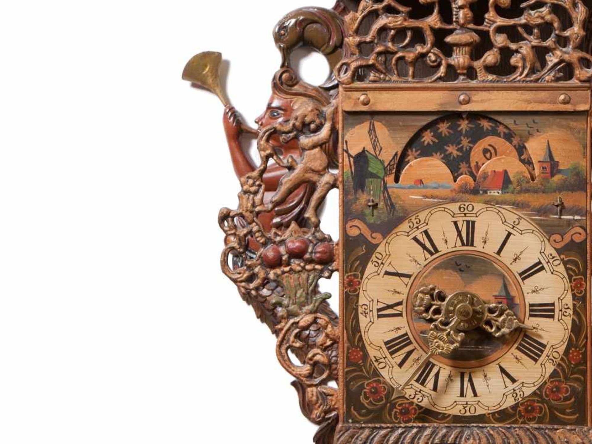 Wall clock in wood and metal Presumably Netherlands, around 1960 8 day movement with half hour - Image 3 of 9