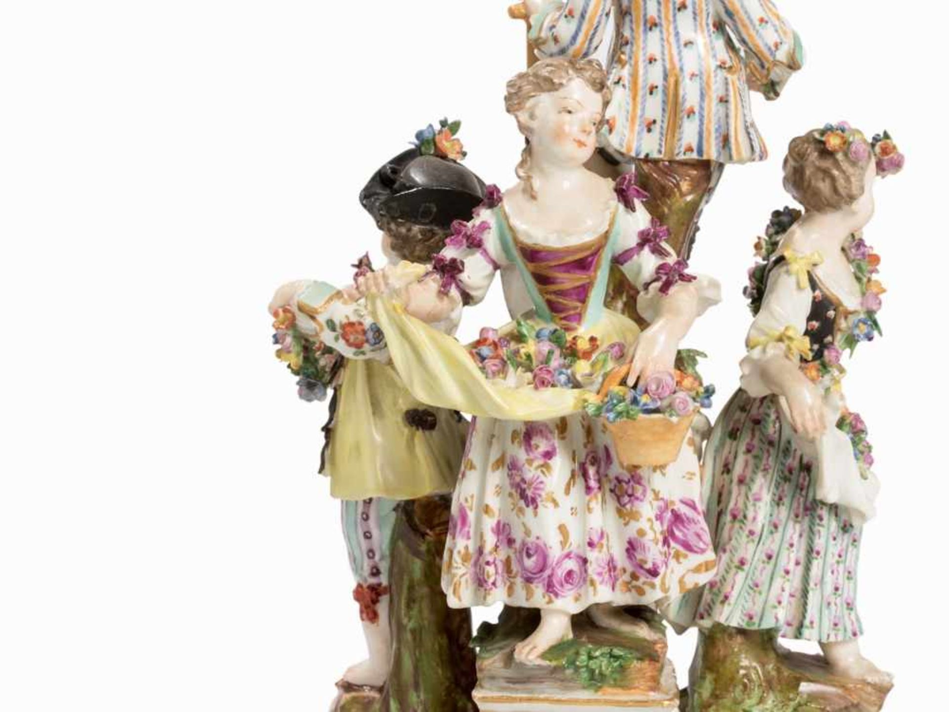 Figural Group with Four Gardener's Children, 1774-1817 Porcelain, polychrome painted, parcel-gilt - Bild 2 aus 12
