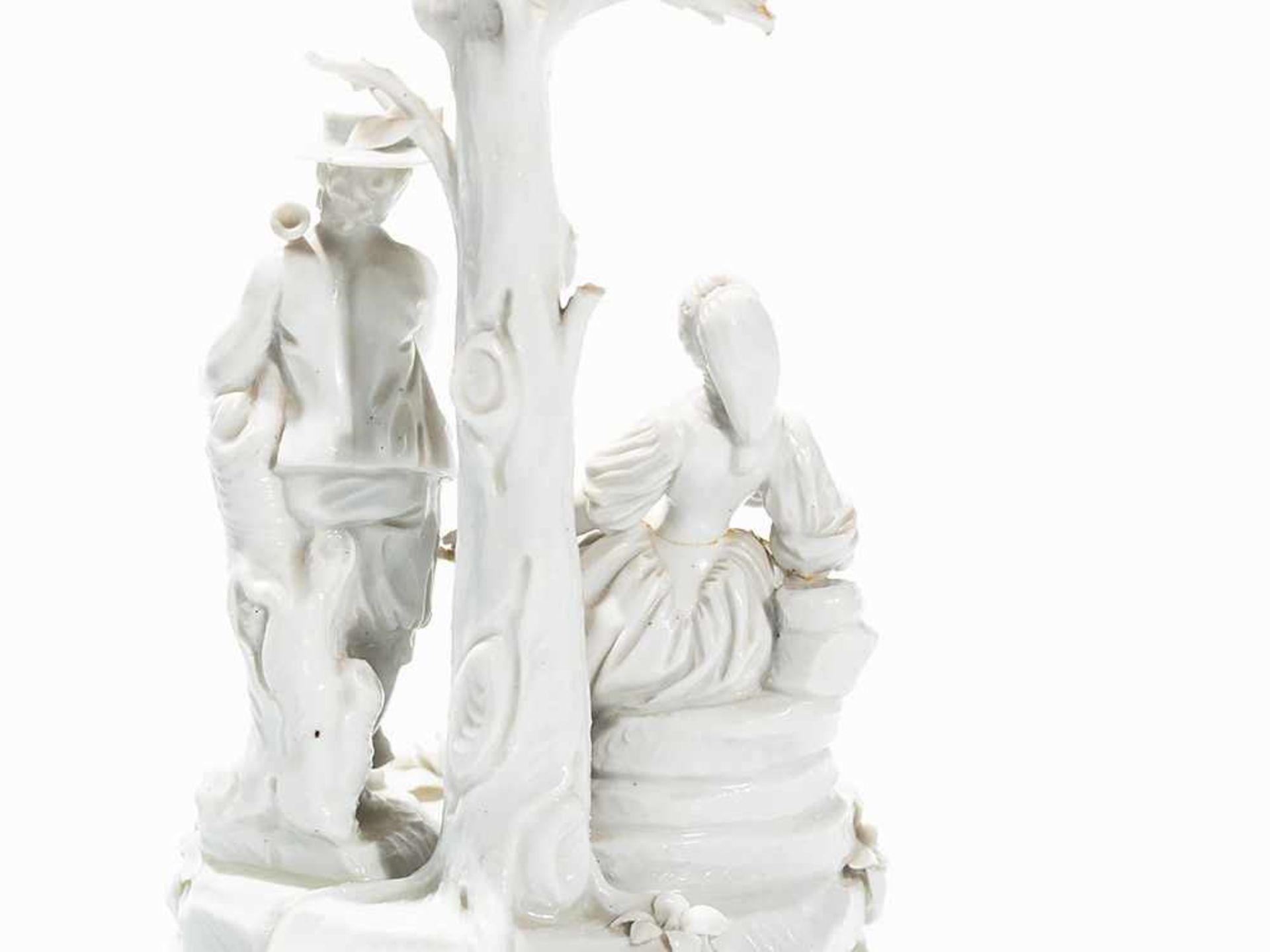 Figure Group Gallant Couple, Porcelain, Italy, 18th C. Porcelain, glazed white Italy, 2nd half - Bild 8 aus 10