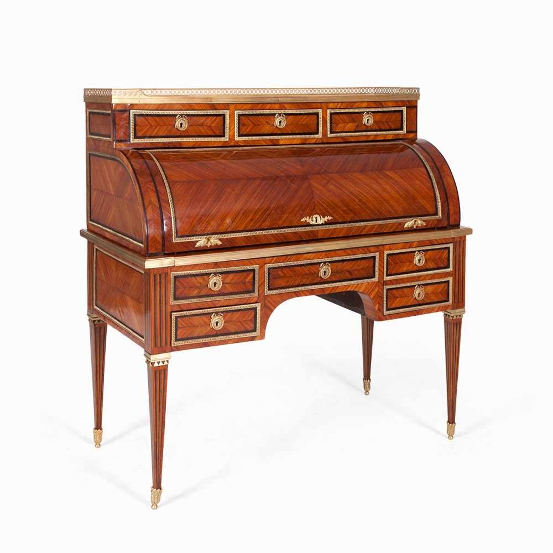 François Linke, Empire-Style Cylinder Desk, France, c. 1900 Rosewood, veneered, partially - Bild 5 aus 13