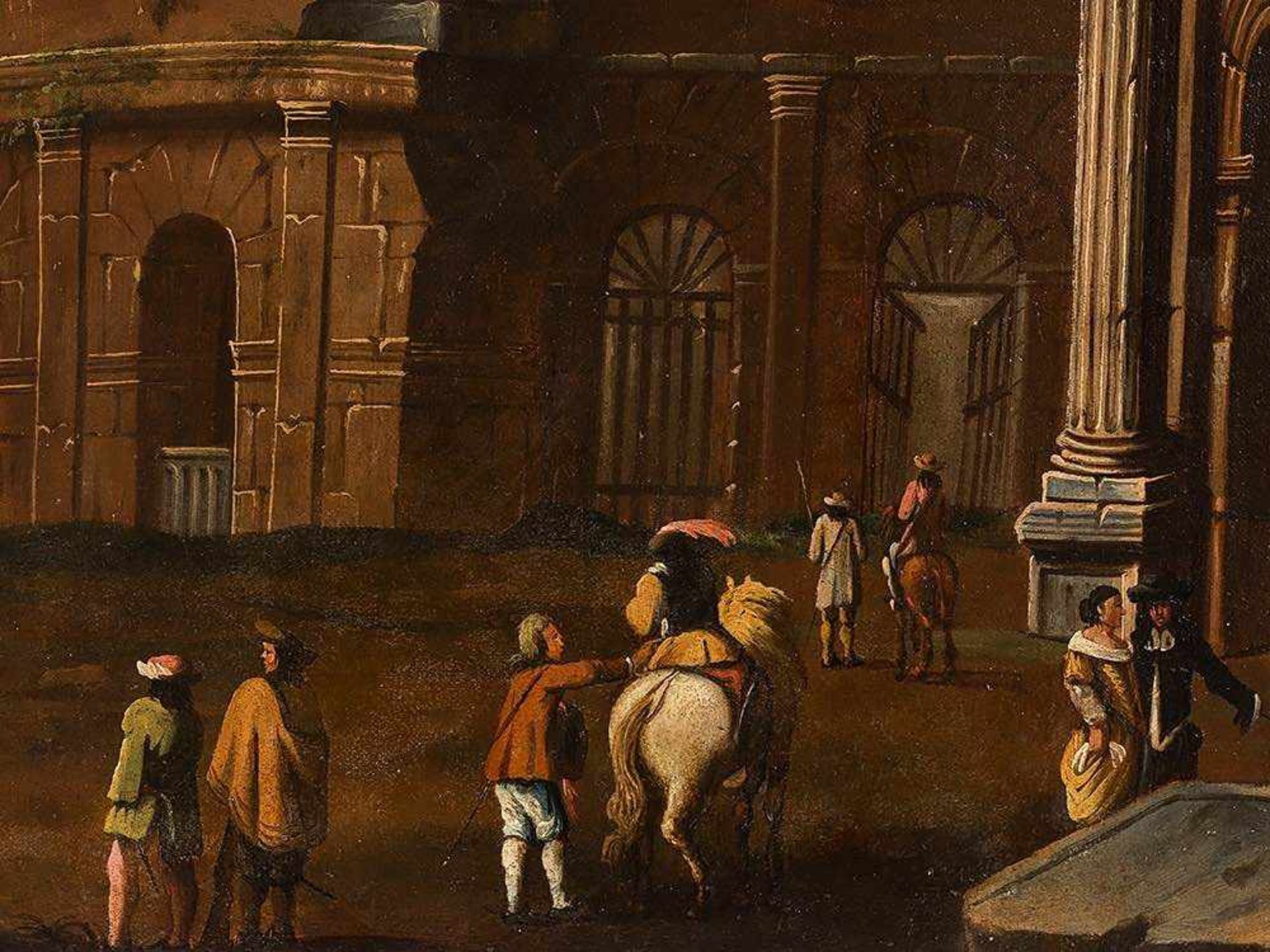 Capriccio with the Colosseum, Oil, Italian School, 17th C. Oil on canvas, relined Italy, 17th - Bild 6 aus 11