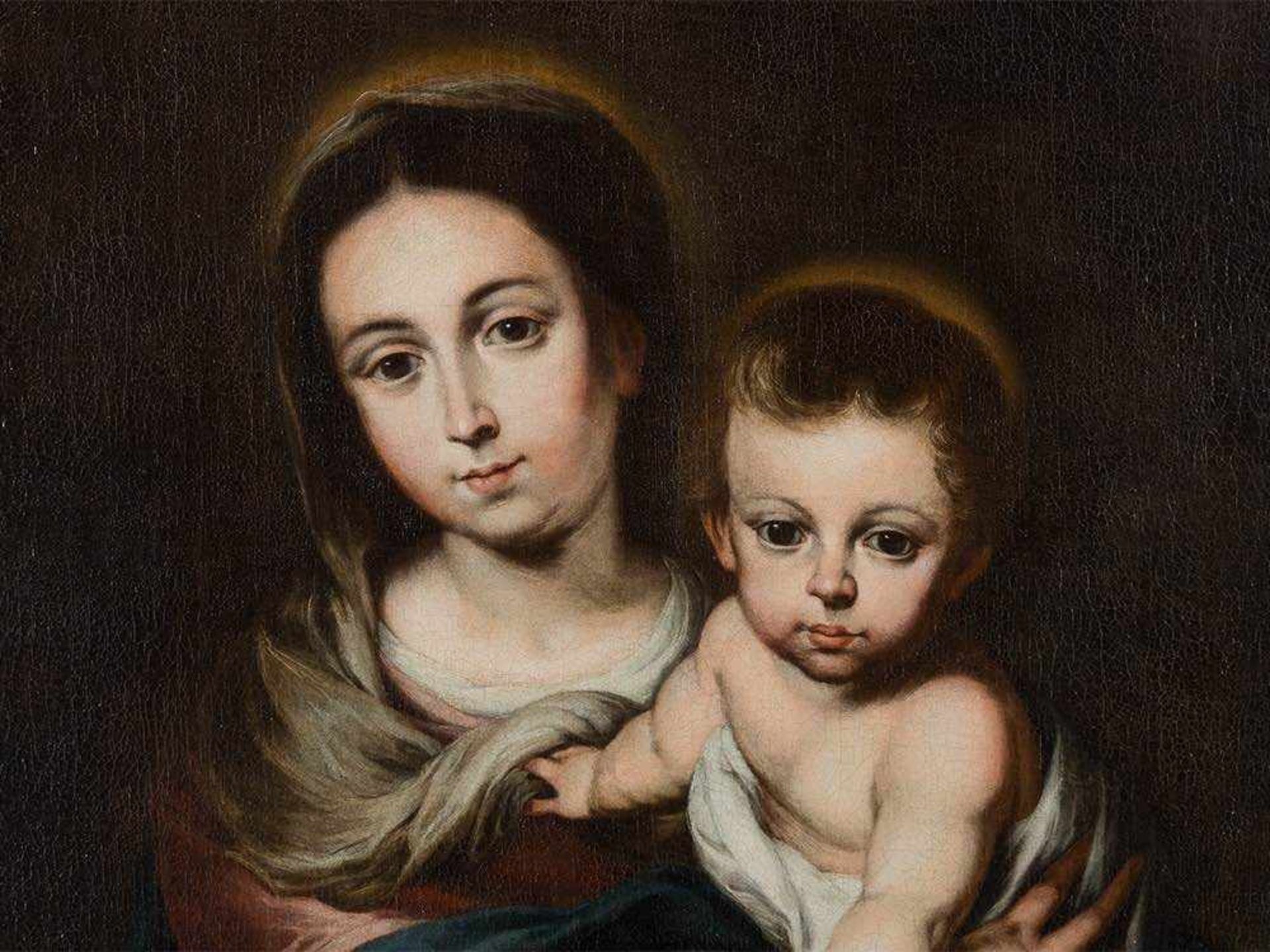 Bernardo Germán y Llorente (1680-1759), Madonna with Child,1742 Oil on canvas, relined around the - Bild 5 aus 11