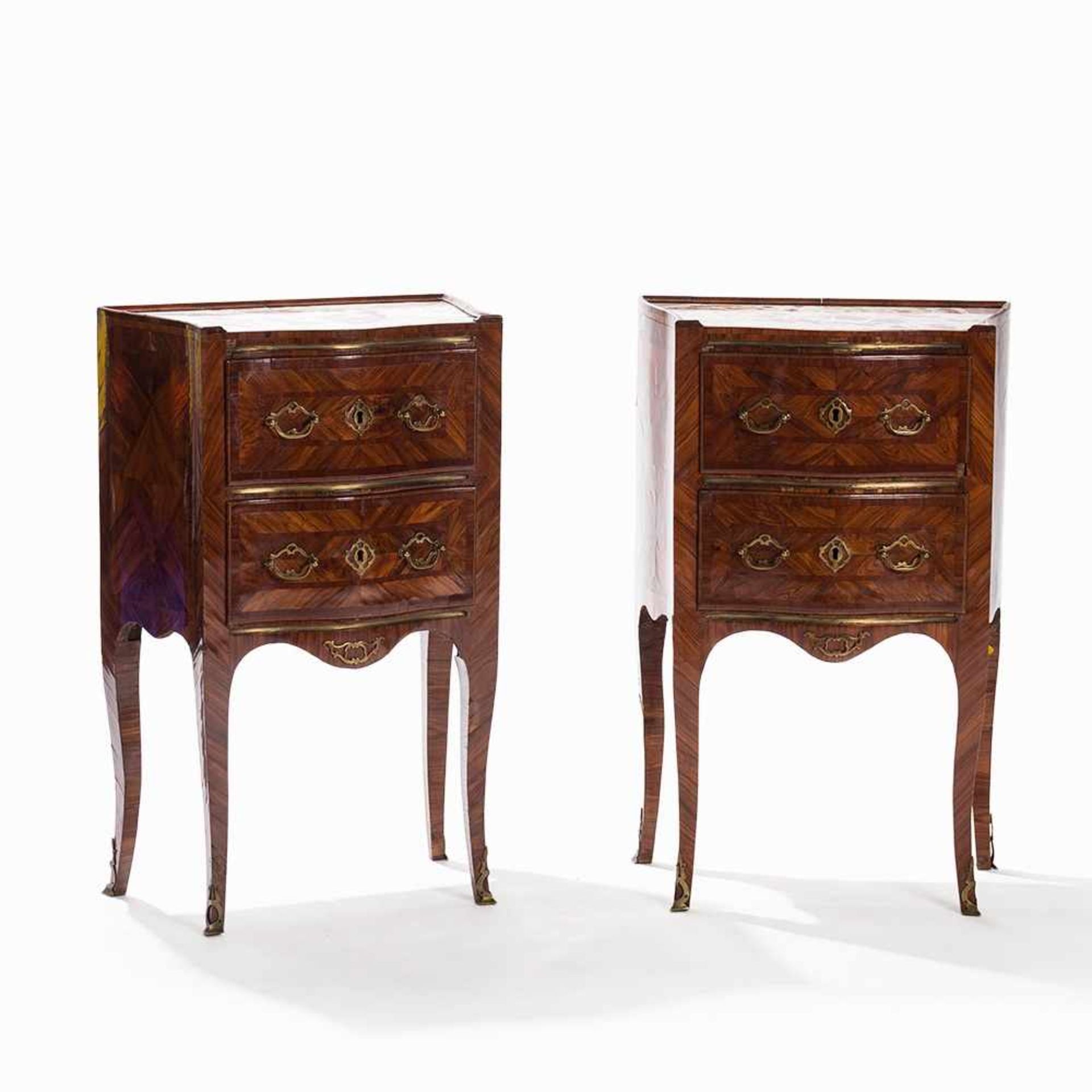 Pair of Commodes, Rosewood Veneered, Sicily, 18th C. Softwood, bois de violette veneer, marble, - Bild 8 aus 8