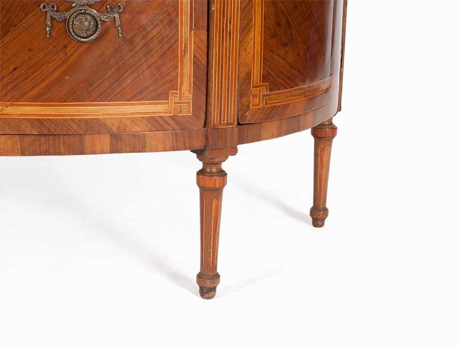 "Demi-Lune" Commode, Rosewood Veneer, Turin, late 18th C. Softwood, bois de violette veneer, marble, - Bild 4 aus 16