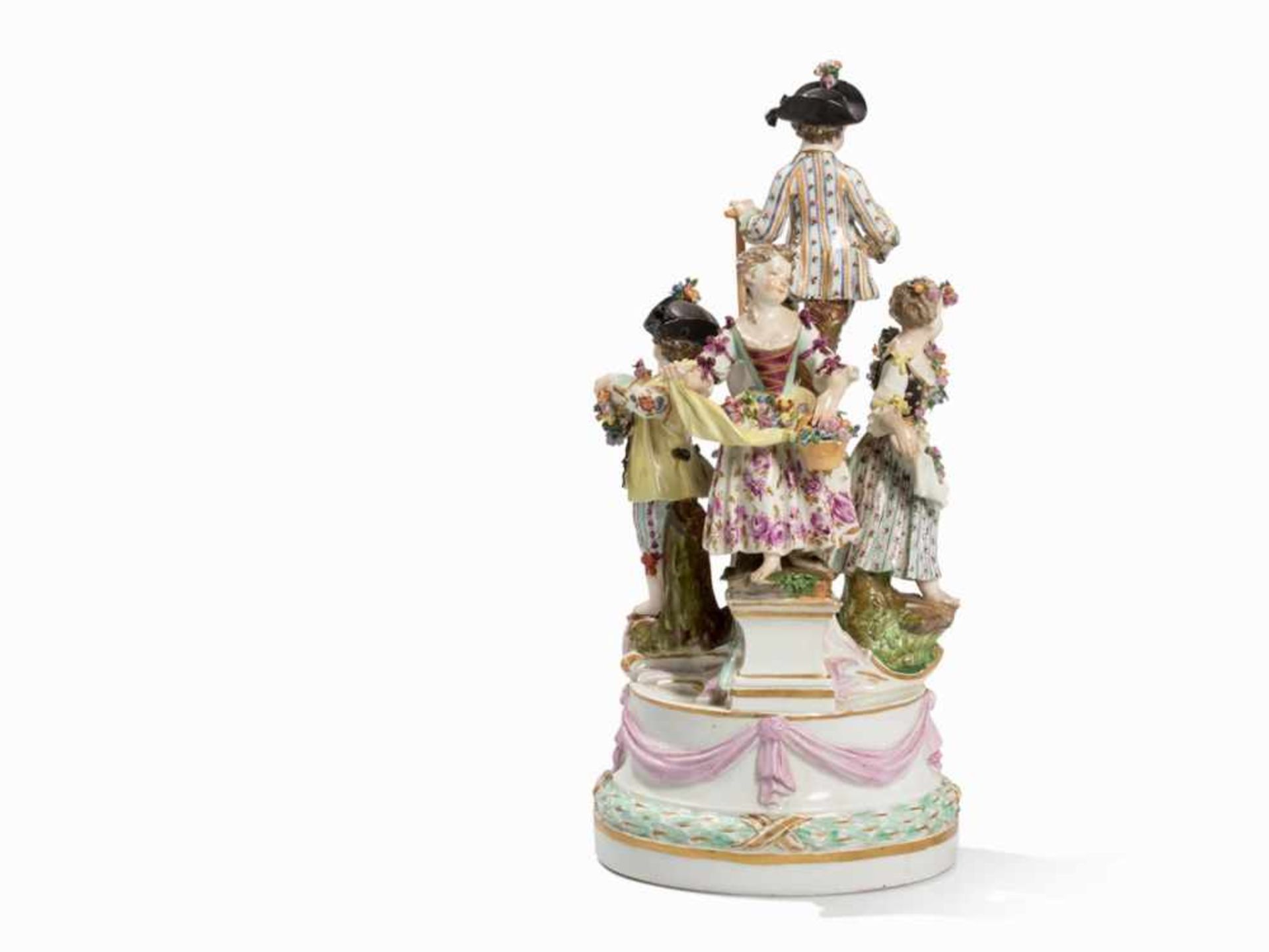 Figural Group with Four Gardener's Children, 1774-1817 Porcelain, polychrome painted, parcel-gilt - Bild 10 aus 12