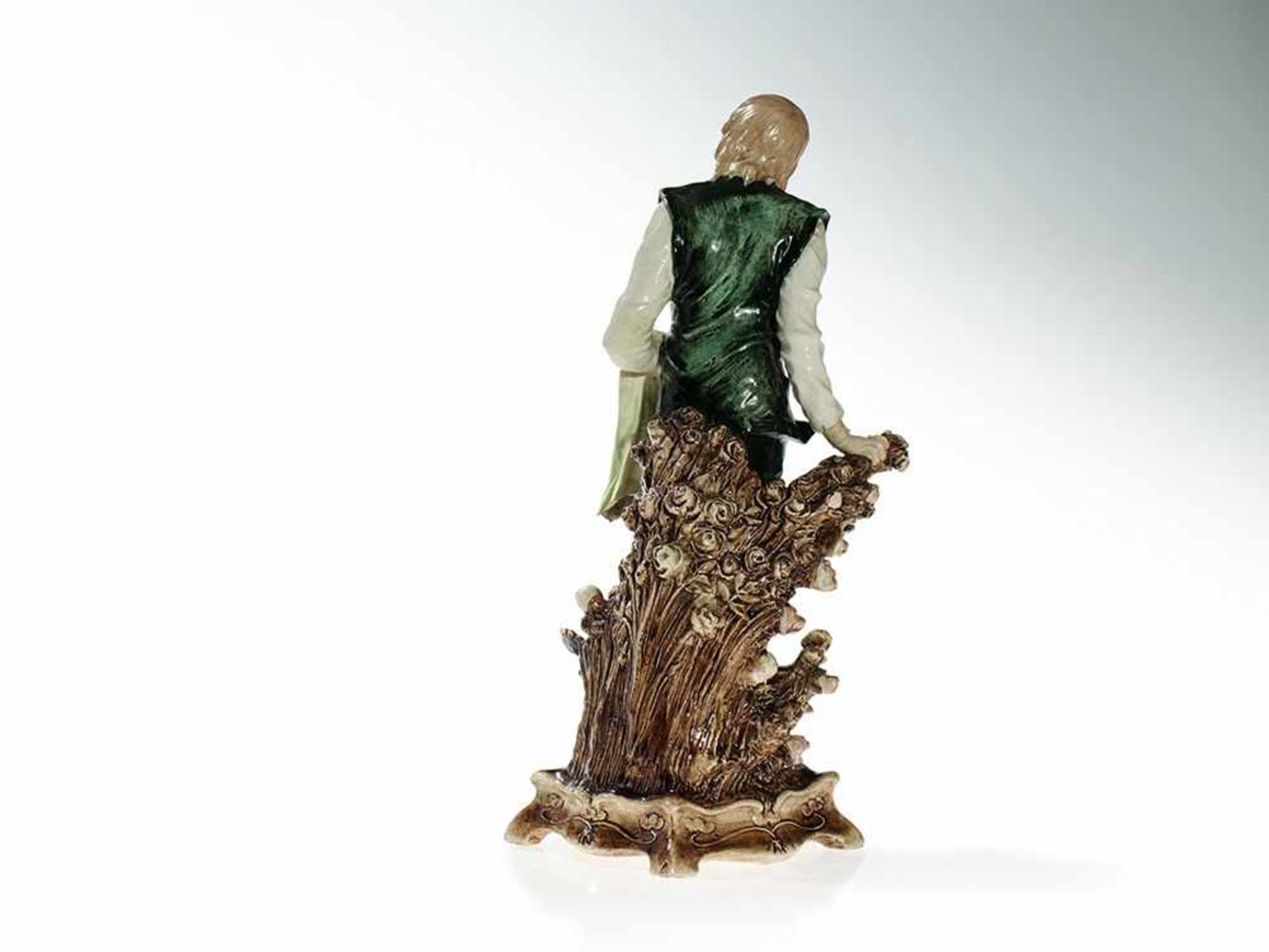 Two Art Nouveau Majolica Figures ‘Lady and Gentleman’, 1910/20 Hand-painted majolica with delicate - Bild 16 aus 16
