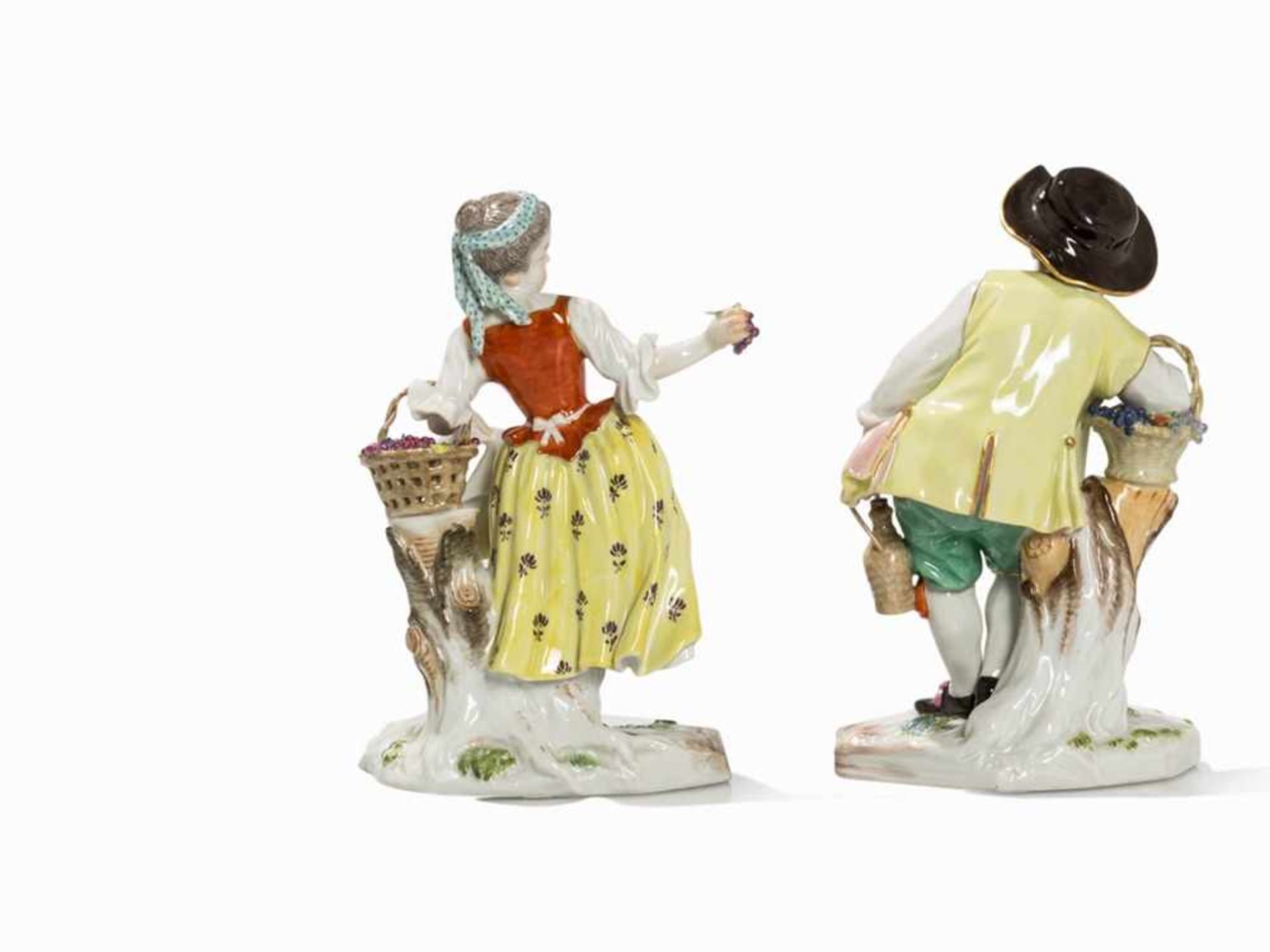 Meissen, Vintner Girl and Vintner Boy, 1960 Porcelain, polychrome painted, parcel-gilt Porcelain - Bild 4 aus 6