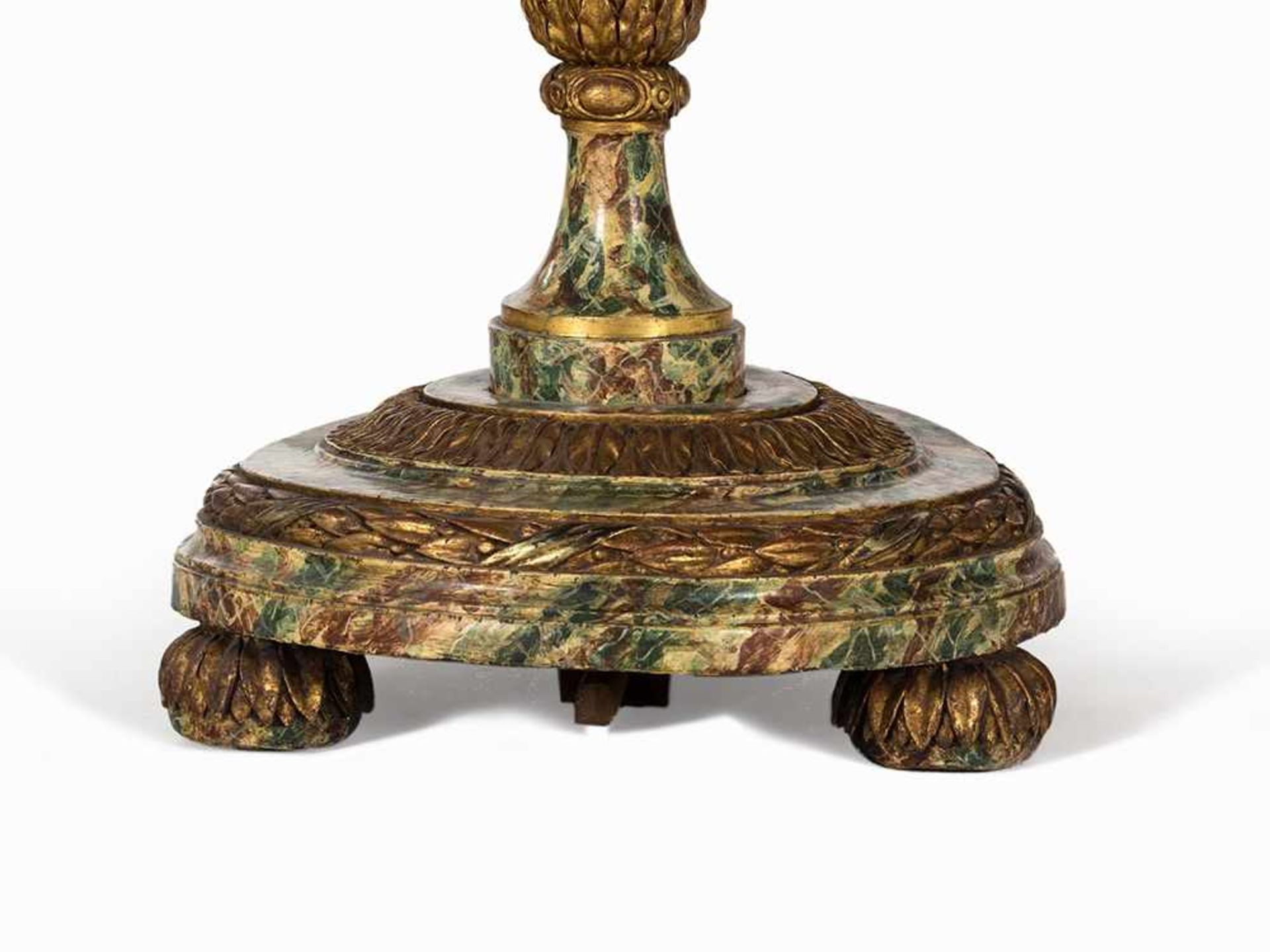 Circular Table, With Marble Finishing, Late 18th C. Softwood, polychrome painted and partly - Bild 3 aus 7