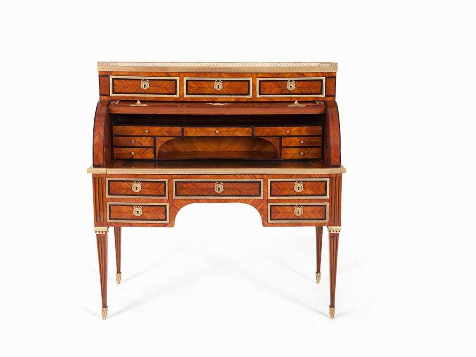 François Linke, Empire-Style Cylinder Desk, France, c. 1900 Rosewood, veneered, partially - Bild 2 aus 13