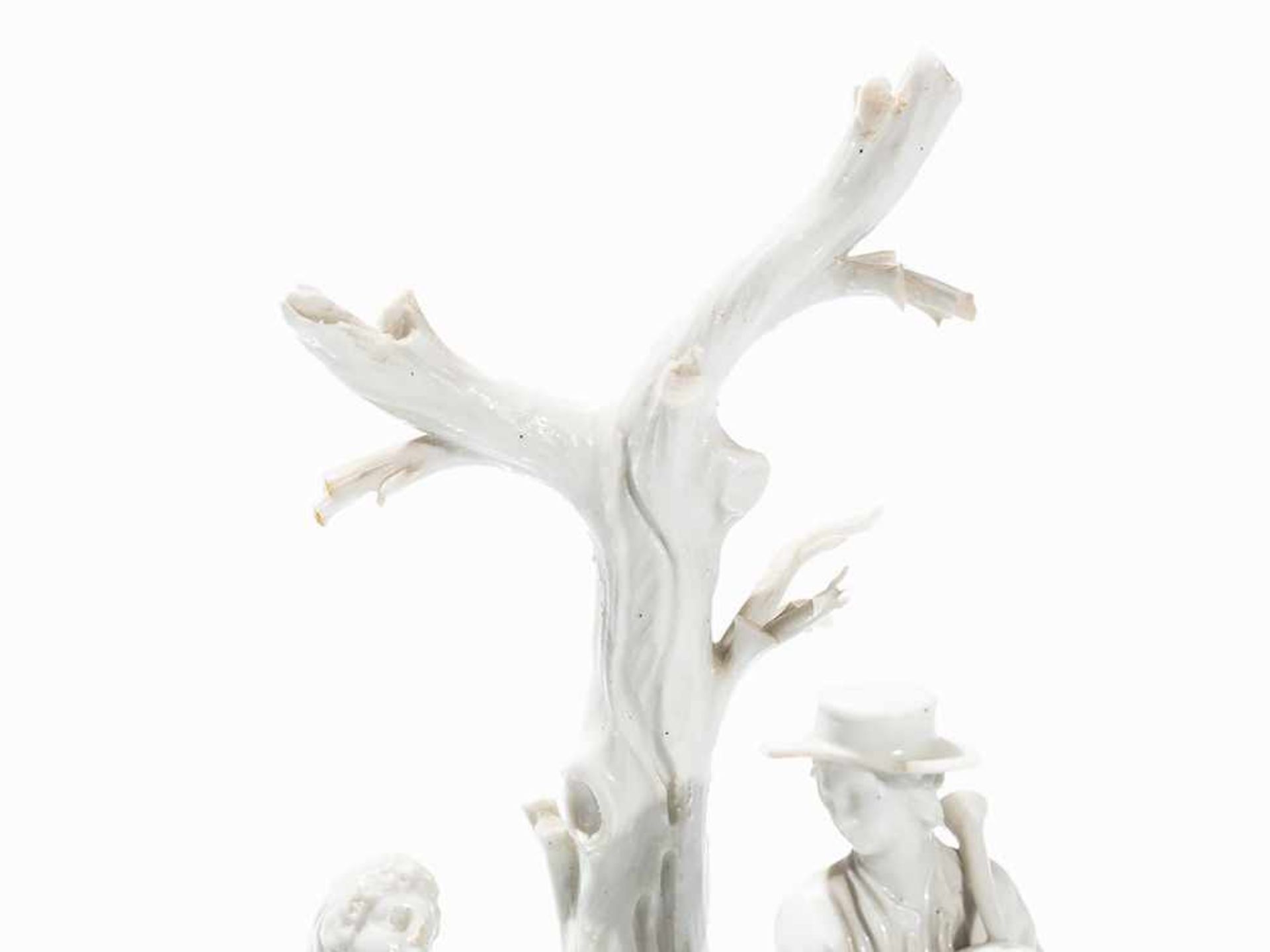 Figure Group Gallant Couple, Porcelain, Italy, 18th C. Porcelain, glazed white Italy, 2nd half - Bild 5 aus 10