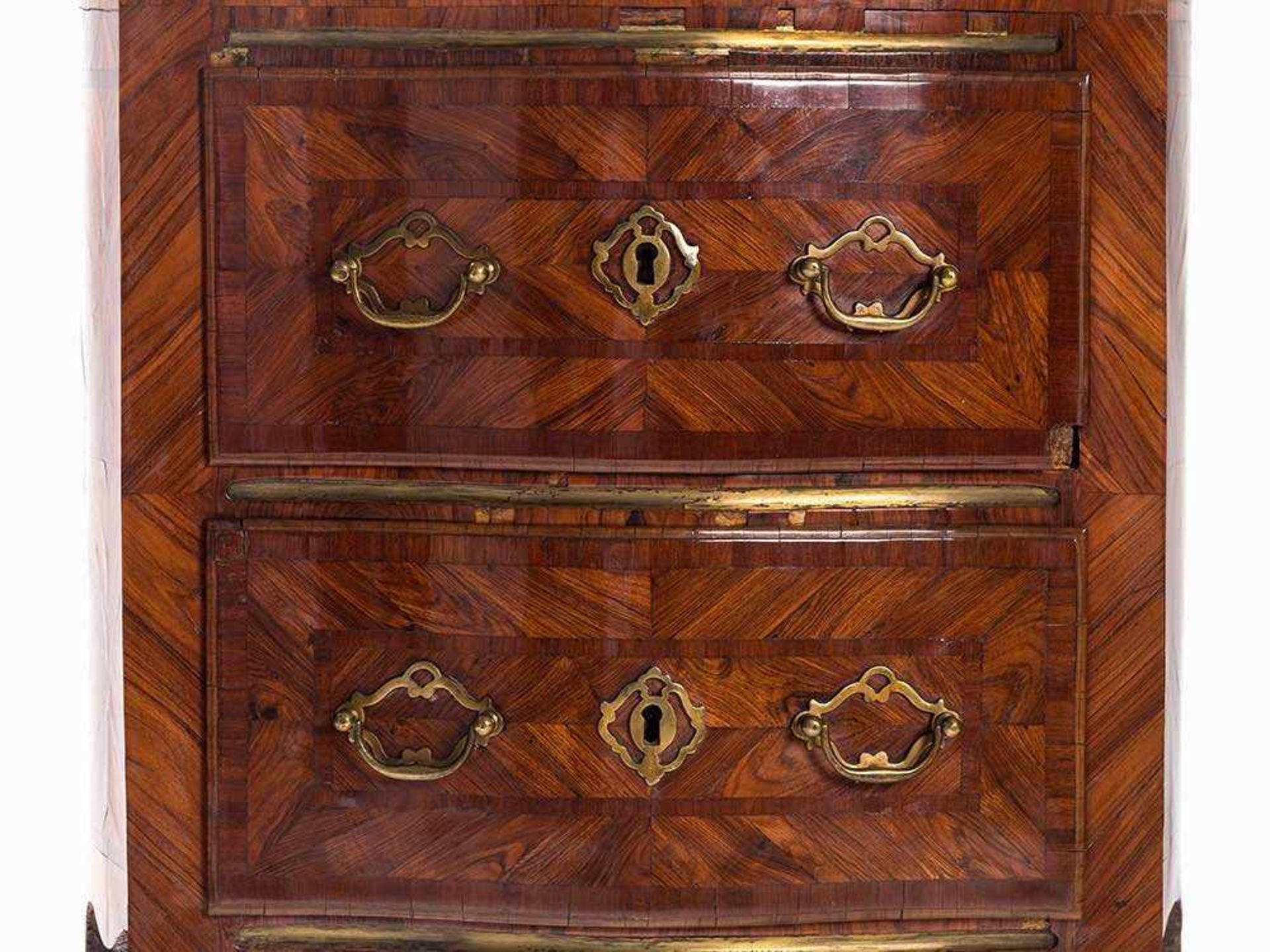 Pair of Commodes, Rosewood Veneered, Sicily, 18th C. Softwood, bois de violette veneer, marble, - Bild 6 aus 8