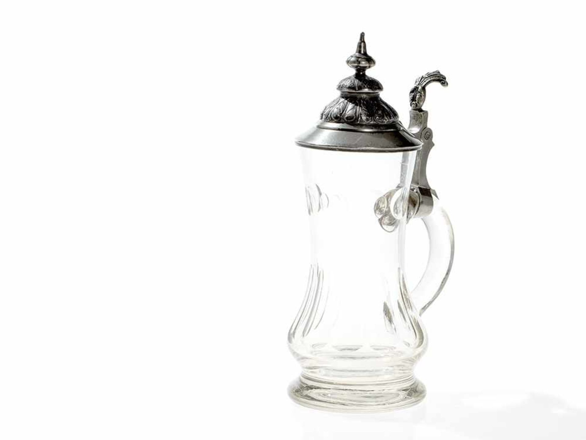 Two Lidded Beer Steins with Pewter Lids, Germany, around 1900 Cut glass with pewter elements - Bild 6 aus 10