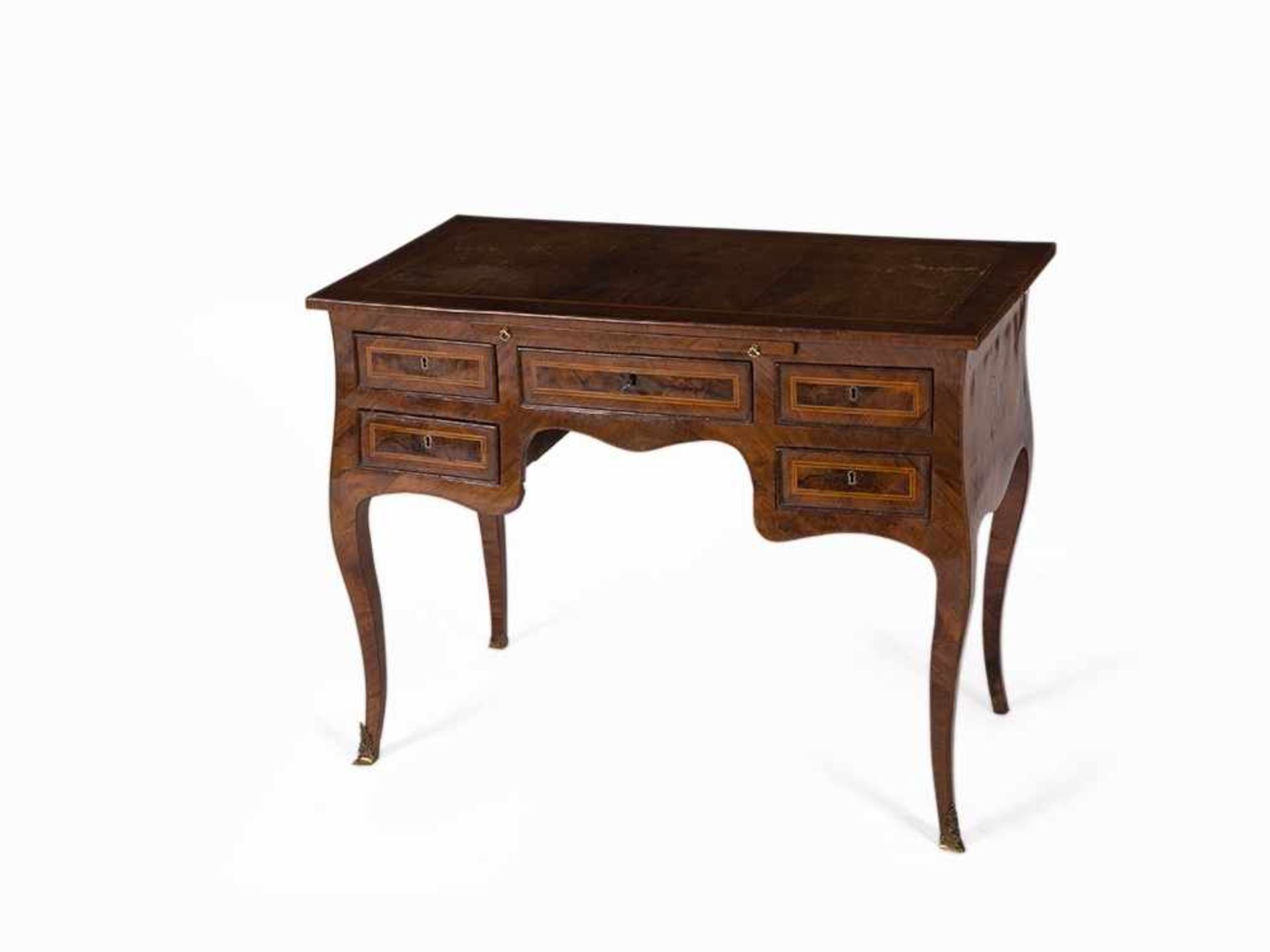 Ladies Desk, Bois de Violet and Walnut Veneer, Naples, 18th C. Bois de Violet und Nussbaum, furniert