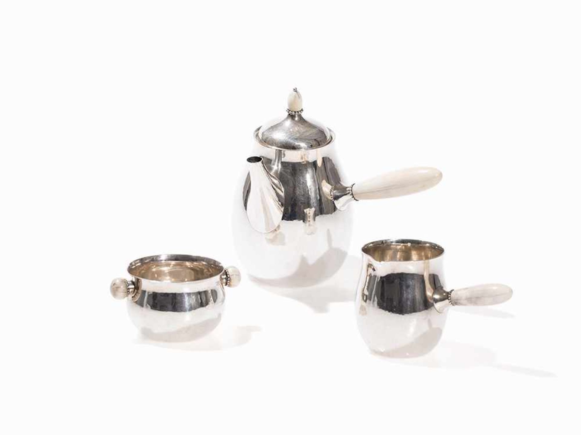 Georg Jensen, Sterling Silver Coffee Service, Denmark, 1933-44 Sterling silver, with a very slight