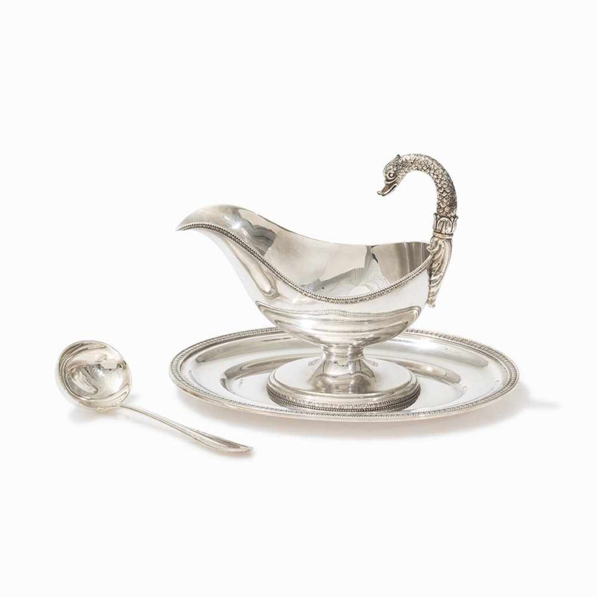 A Sauce Boat with Stand & Ladle, Ricci Argentieri, 20th C. 800 silver Italy, Alessandria, 2nd half - Bild 5 aus 13