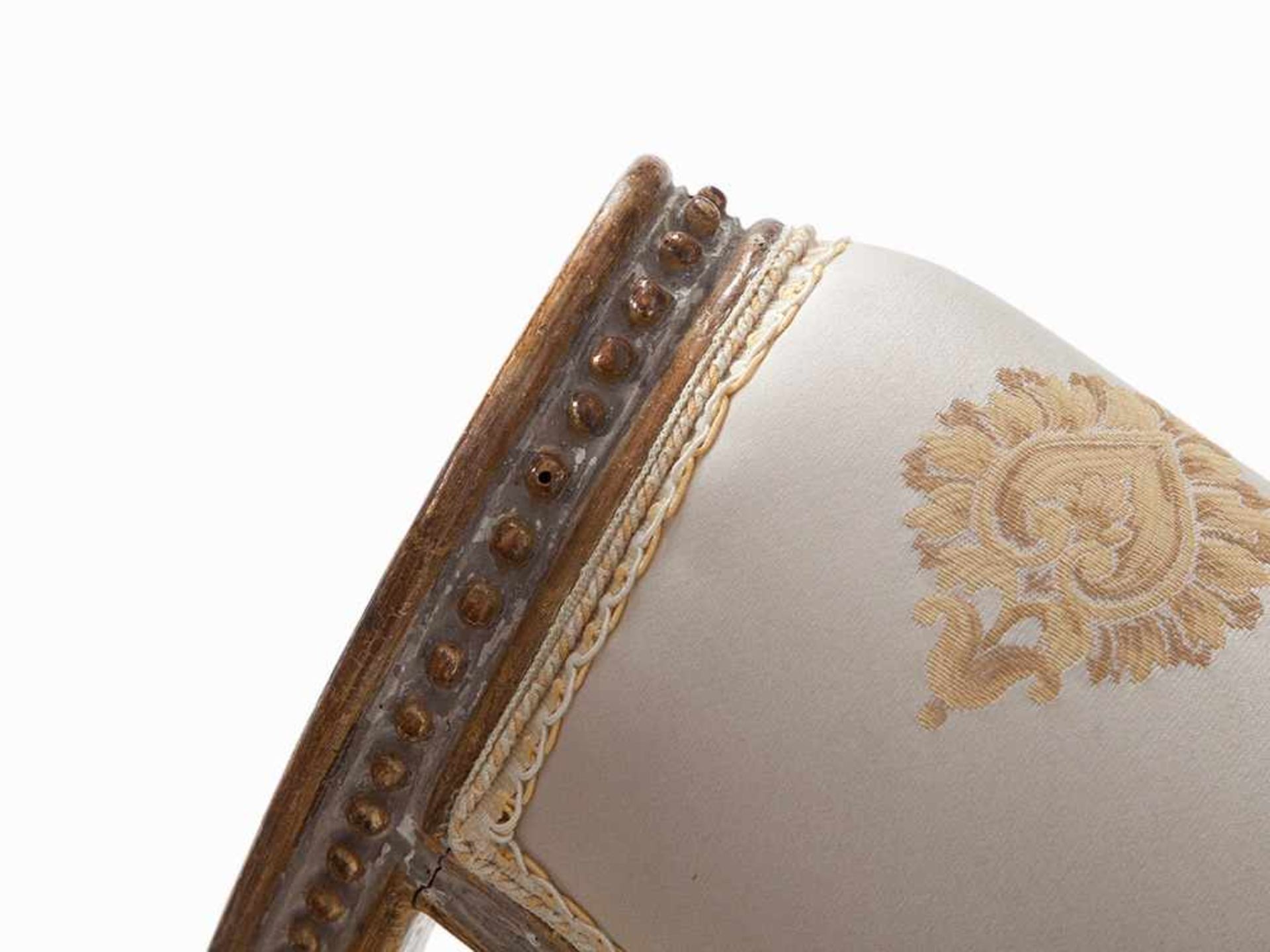 Pair of Armchairs, Lucca, around 1790 Solid wood, carved, white painted and partial gold-plated, - Image 6 of 10