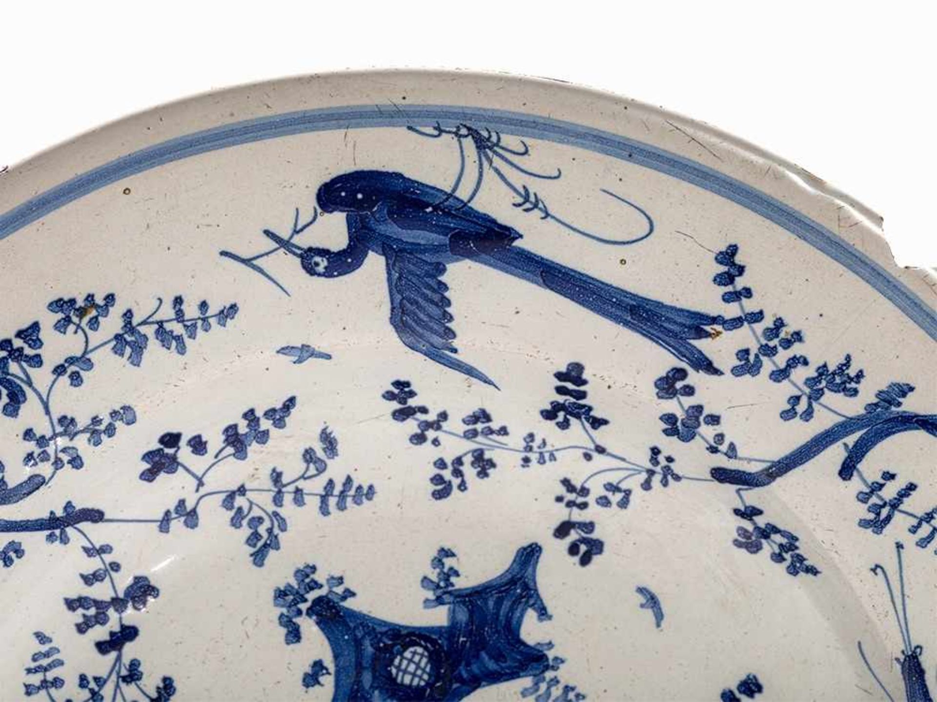 Maiolica Dish with Blue-White-Décor, Italy, 18th Century Maiolica, white glaze with blue paintingh - Bild 15 aus 15