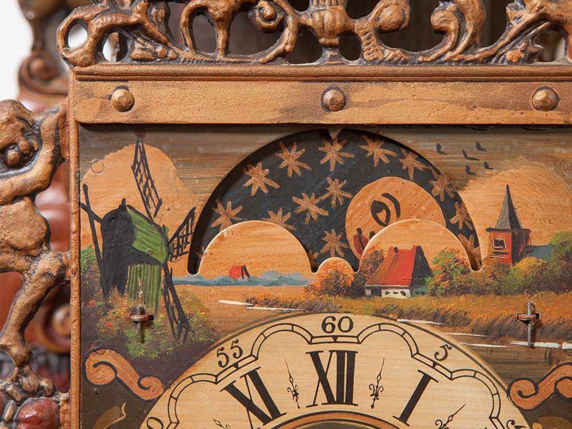 Wall clock in wood and metal Presumably Netherlands, around 1960 8 day movement with half hour - Image 9 of 9