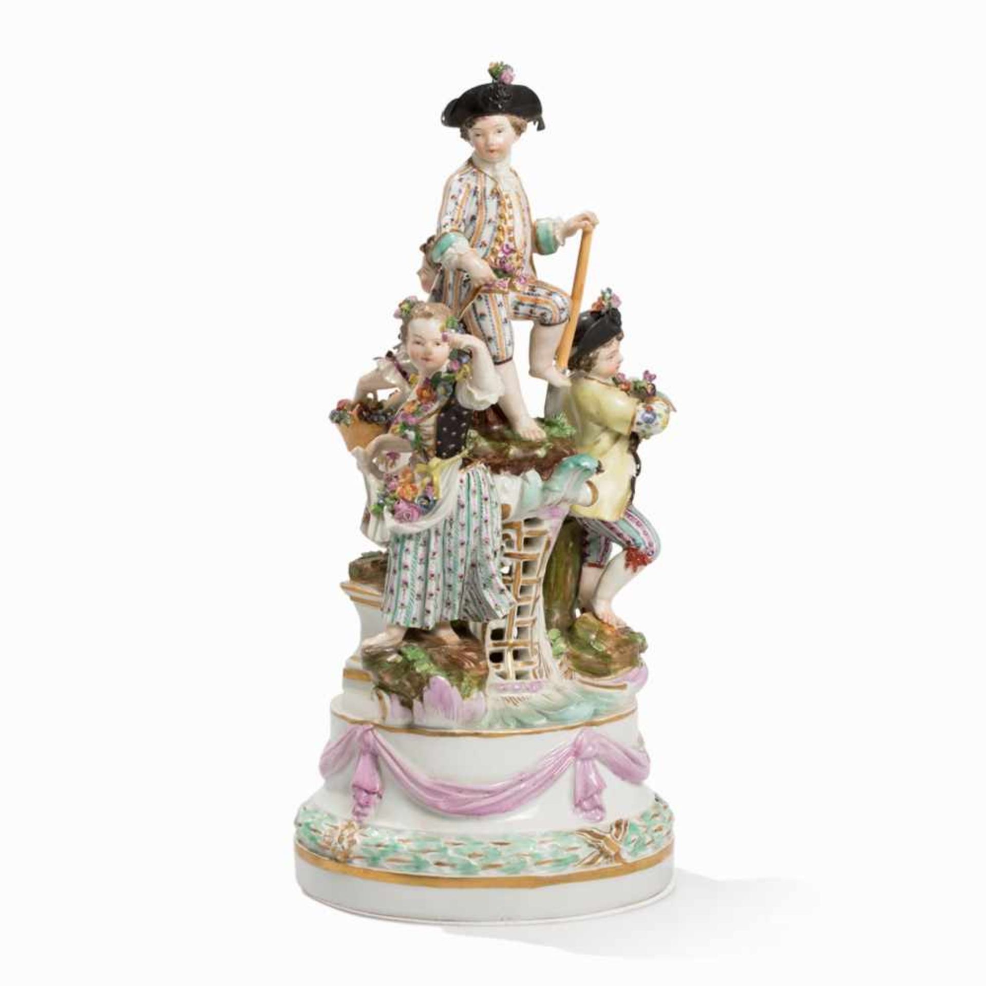 Figural Group with Four Gardener's Children, 1774-1817 Porcelain, polychrome painted, parcel-gilt - Bild 4 aus 12