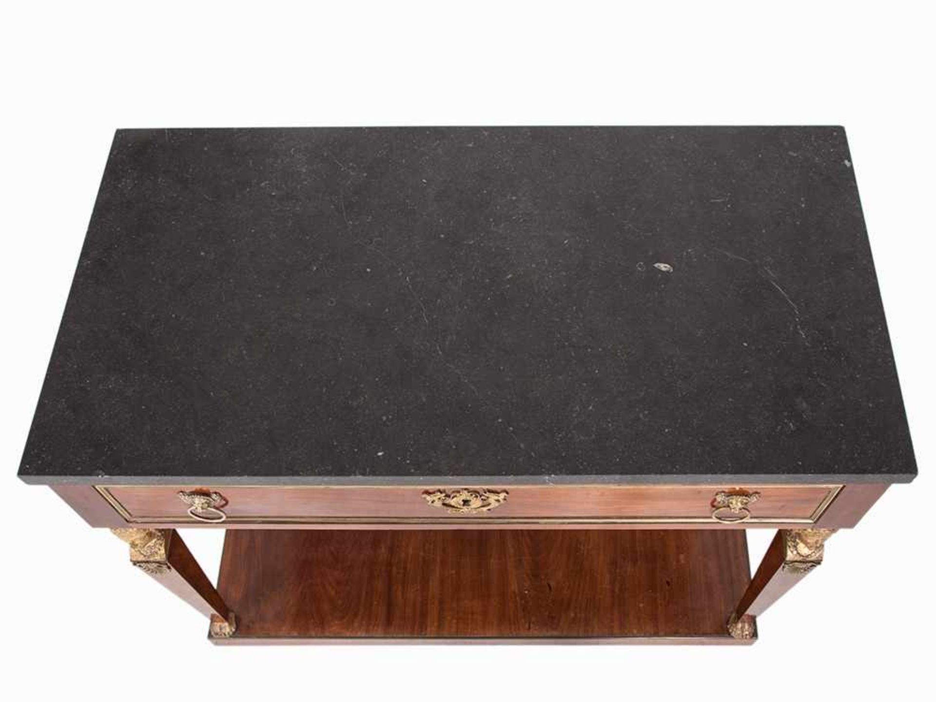 Empire, Central Table with Marble Table Top, Spain, c. 1820 Mahogany, veneered, wood, cut & - Bild 5 aus 12