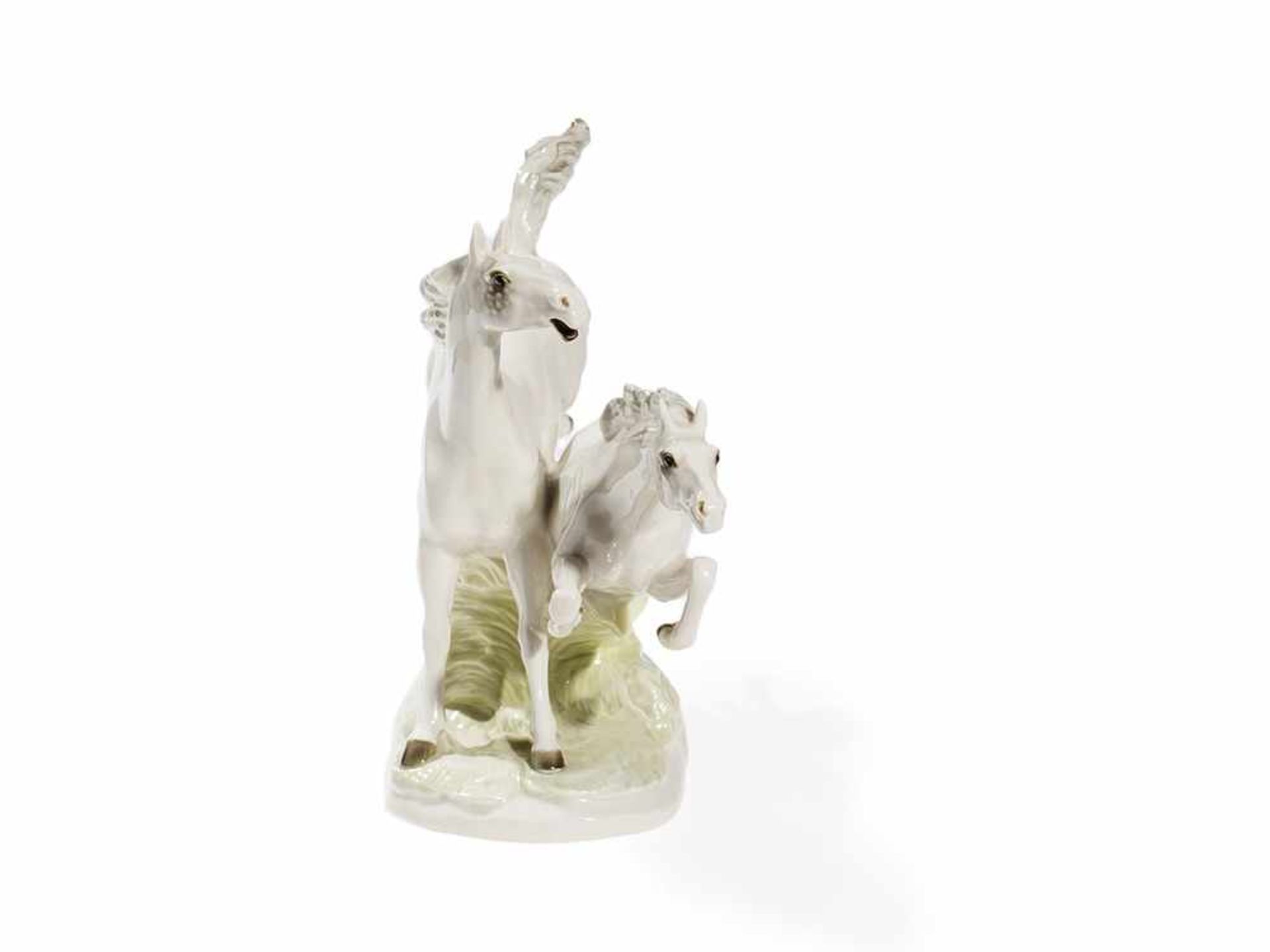 Porcelain Group of Horses, ‘Liberty‘, 1970-85 Porcelain with polychrome underglaze painting Germany, - Bild 5 aus 9