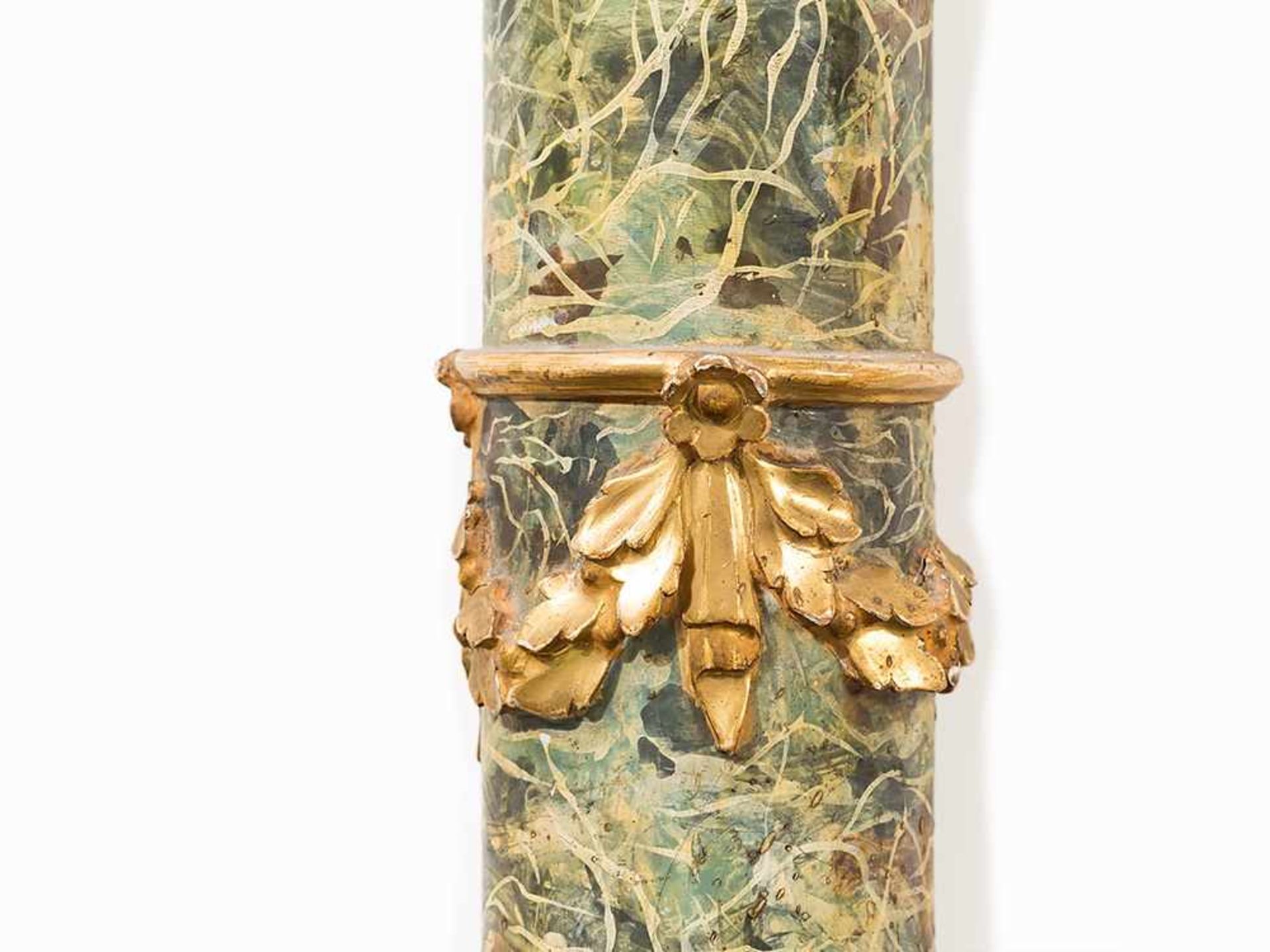 4 Corinthian Columns, Sicily, Late 18th C. Wood, carved and gold-plated, lacquered Sicily, late 18th - Bild 2 aus 10