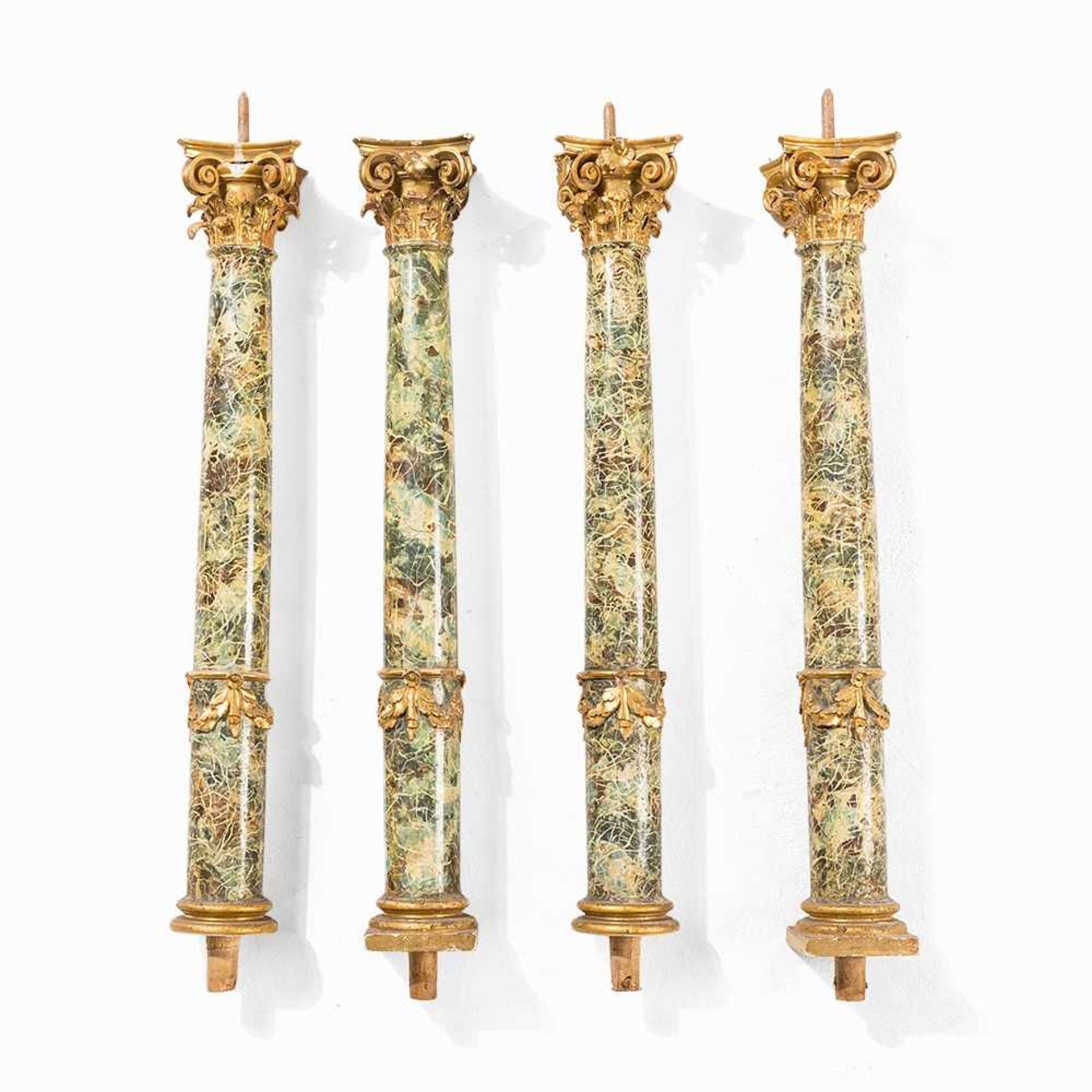 4 Corinthian Columns, Sicily, Late 18th C. Wood, carved and gold-plated, lacquered Sicily, late 18th - Bild 10 aus 10
