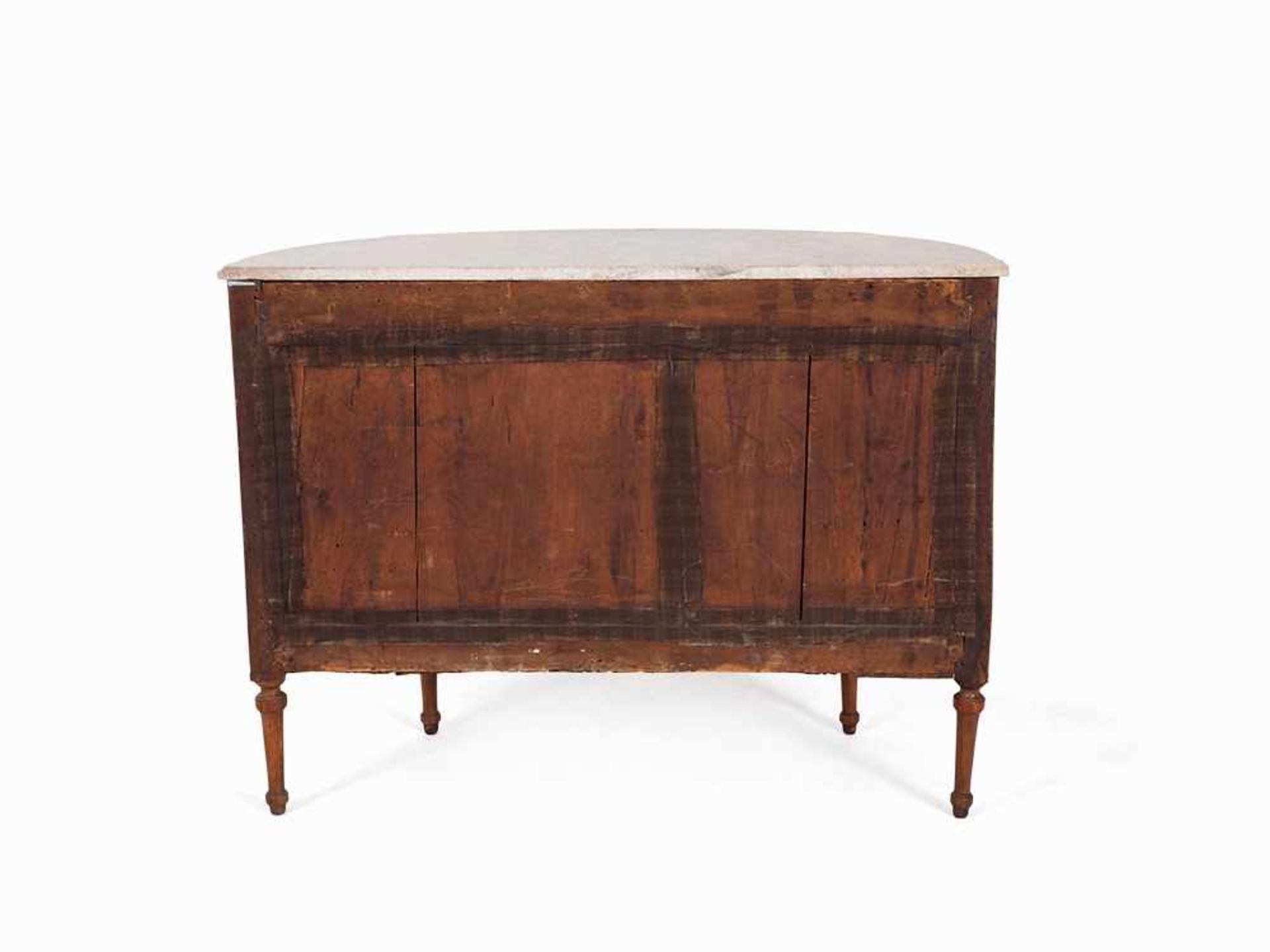 "Demi-Lune" Commode, Rosewood Veneer, Turin, late 18th C. Softwood, bois de violette veneer, marble, - Bild 6 aus 16