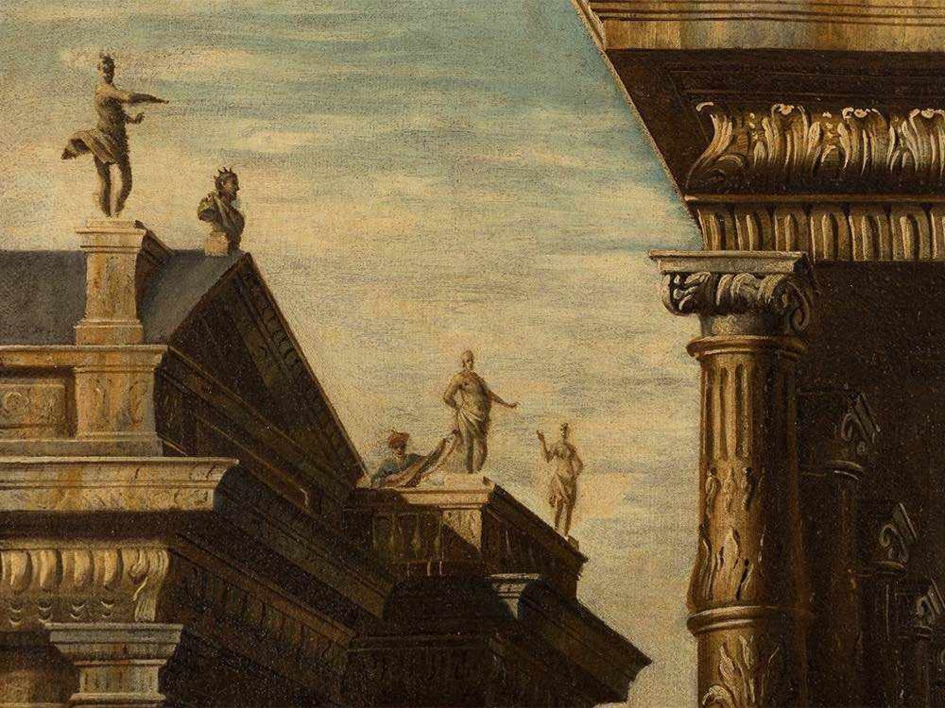 Italian School, Two Architectural Capricci, Oil, 17th C. Oil on canvas, relined Italy, 17th - Bild 3 aus 10