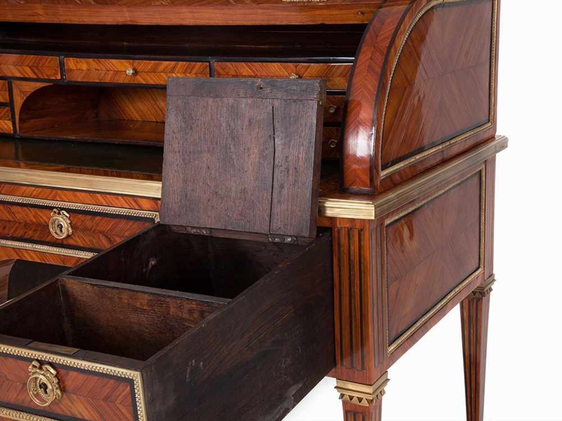 François Linke, Empire-Style Cylinder Desk, France, c. 1900 Rosewood, veneered, partially - Bild 10 aus 13