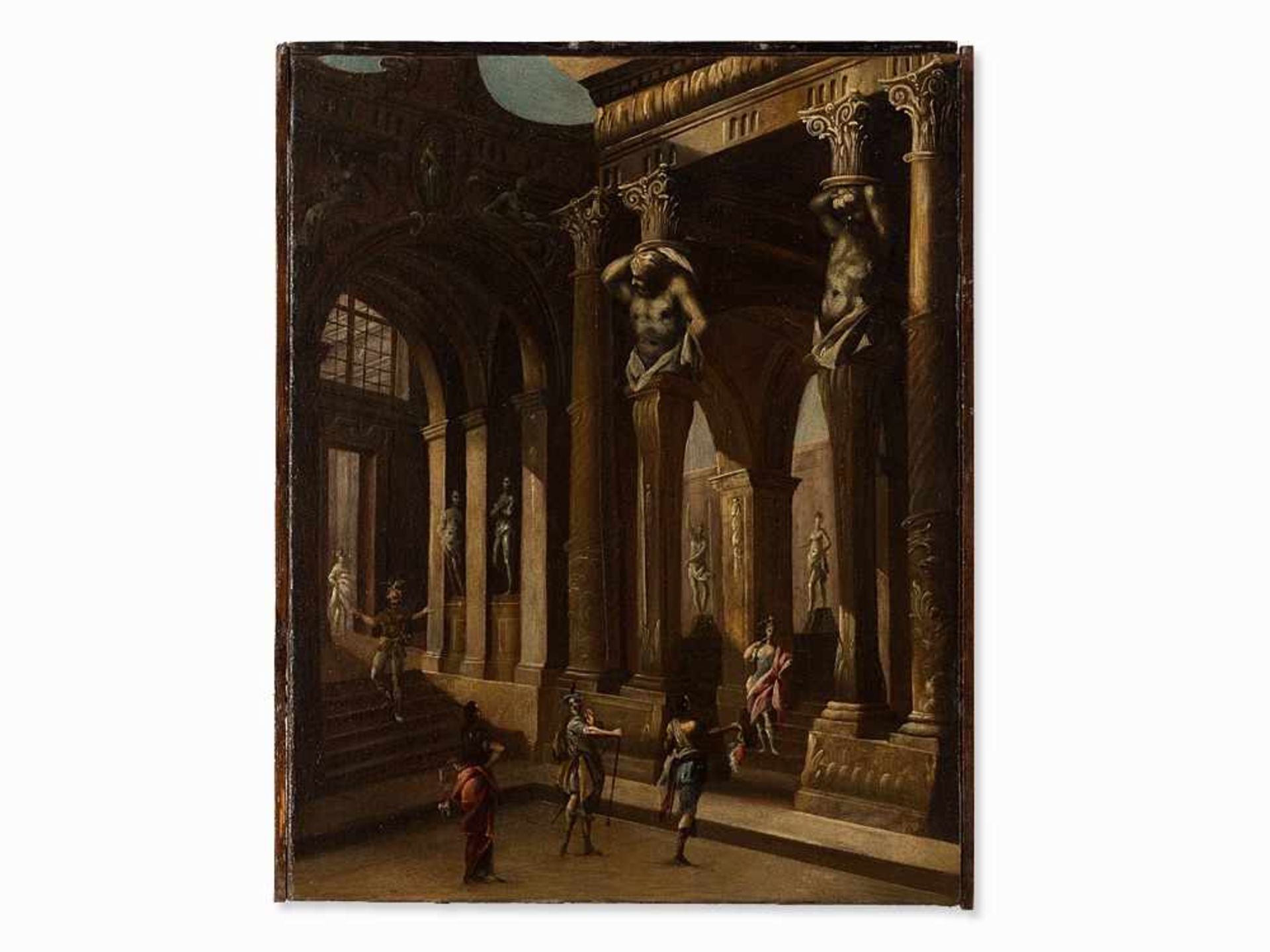 Italian School, Two Architectural Capricci, Oil, 17th C. Oil on canvas, relined Italy, 17th - Bild 6 aus 10