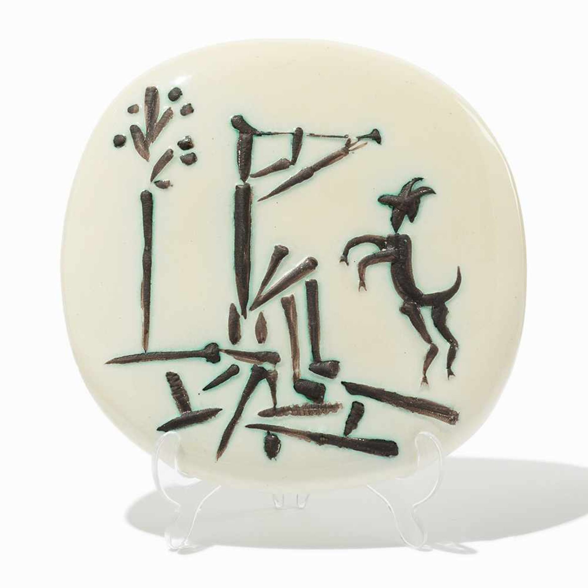 Pablo Picasso, ‘Jouer de flute et chèvre’, Ceramic Plaque, 1956 Partially glazed ceramic plaque - Bild 7 aus 7