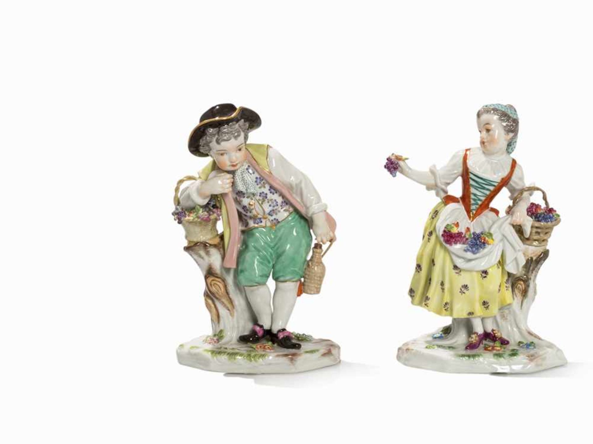 Meissen, Vintner Girl and Vintner Boy, 1960 Porcelain, polychrome painted, parcel-gilt Porcelain