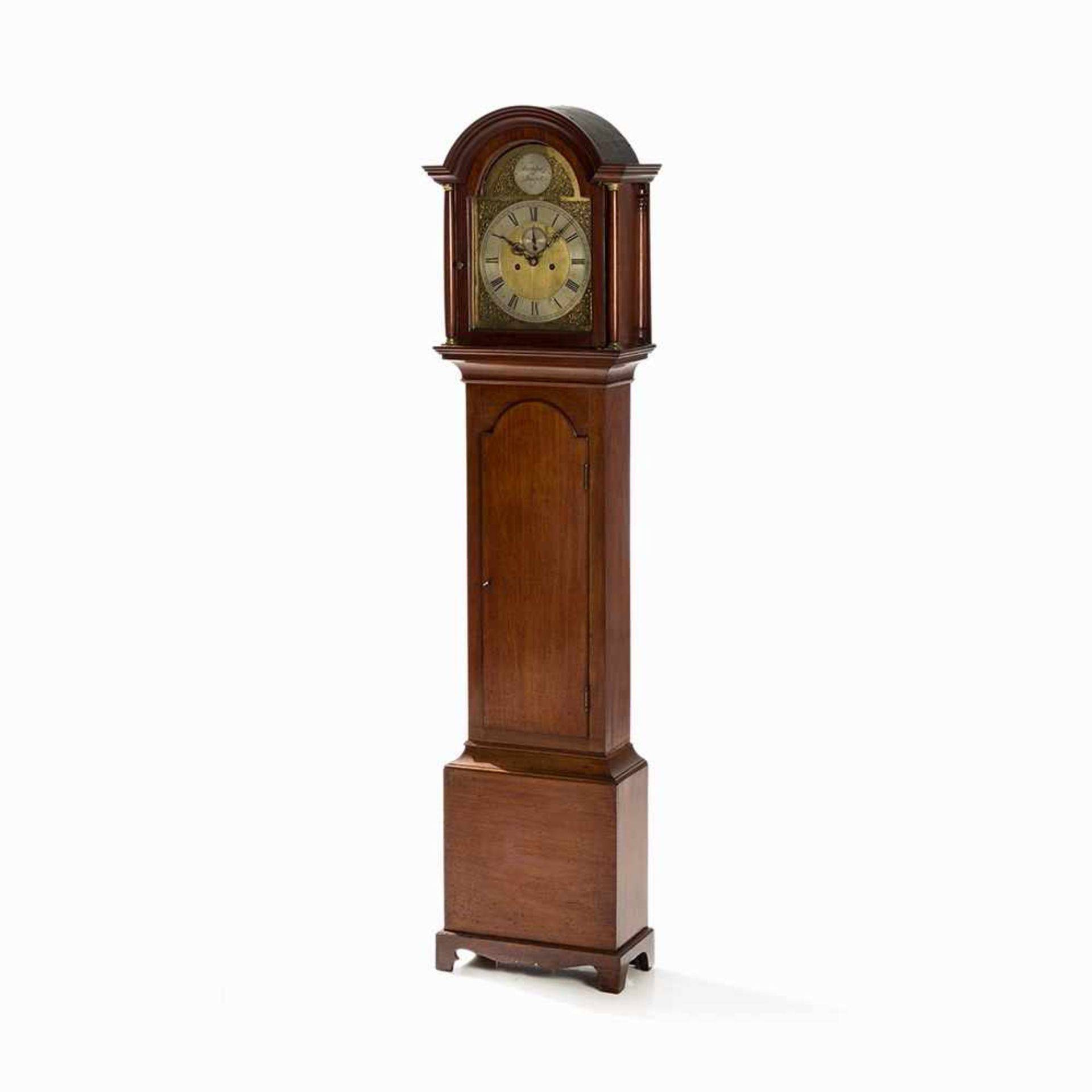 English Long Case Clock, Hour Strike & Small Second, 19th C. Mahogany veneer, brass, various metals, - Bild 4 aus 12