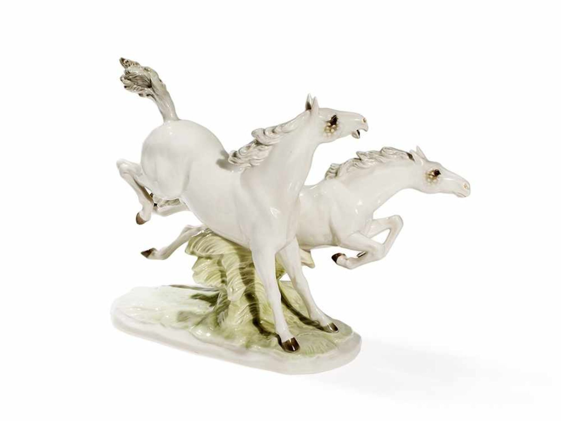 Porcelain Group of Horses, ‘Liberty‘, 1970-85 Porcelain with polychrome underglaze painting Germany,