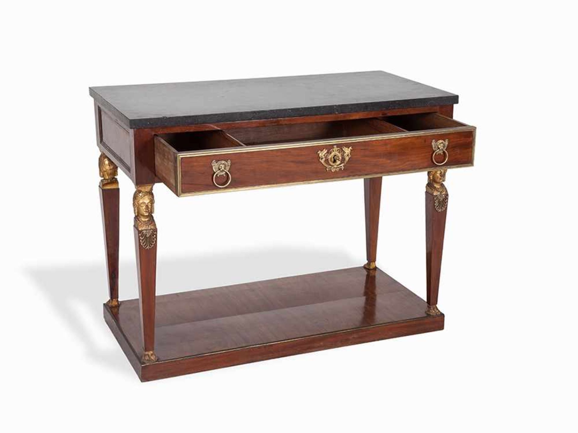 Empire, Central Table with Marble Table Top, Spain, c. 1820 Mahogany, veneered, wood, cut & - Bild 2 aus 12