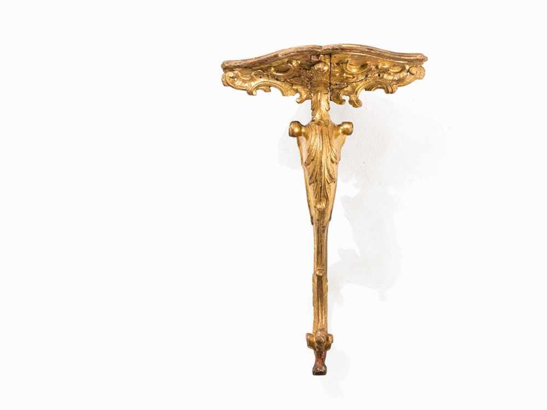 Louis XV, Corner Console, France, 2nd H. 18th C. Wood, carved and gilt France, 2nd half of the - Bild 2 aus 12