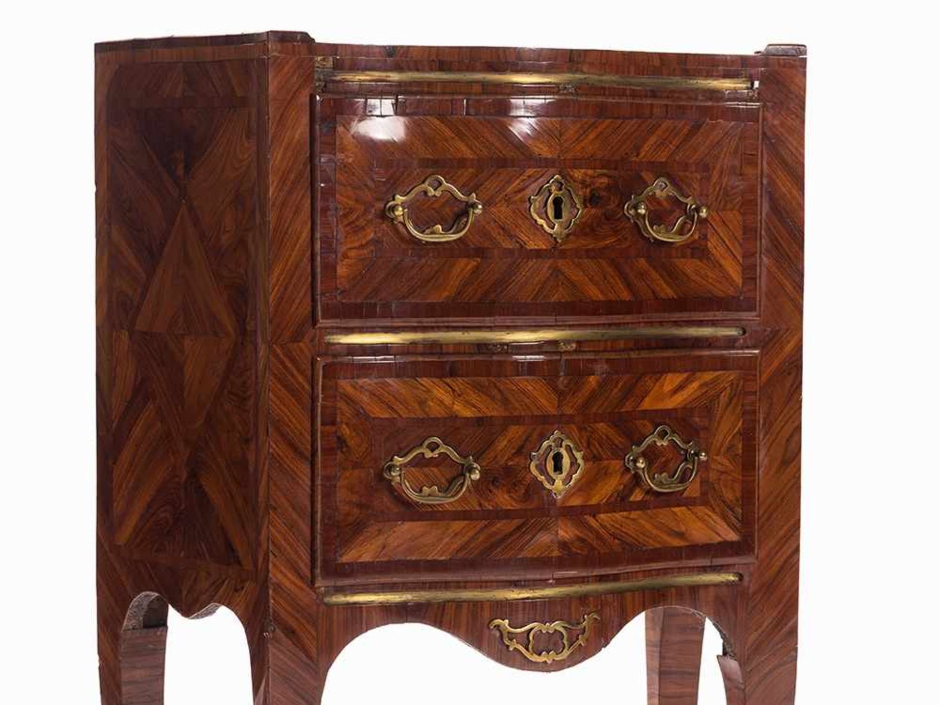 Pair of Commodes, Rosewood Veneered, Sicily, 18th C. Softwood, bois de violette veneer, marble, - Bild 3 aus 8