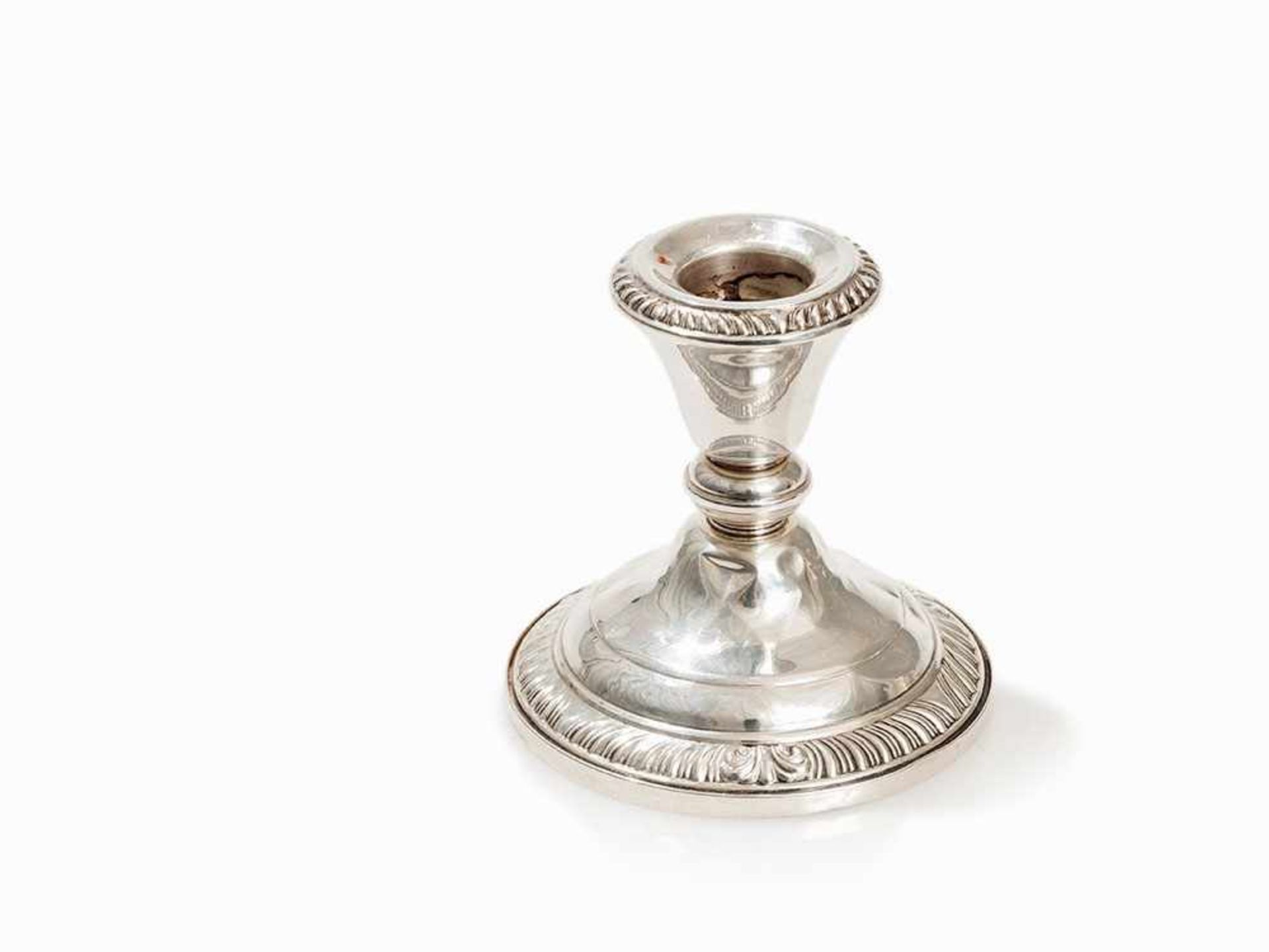 Pair of Silver Candlesticks & Small Silver Bowl, USA, c. 1940 925 sterling silver, weighted USA, - Bild 2 aus 7