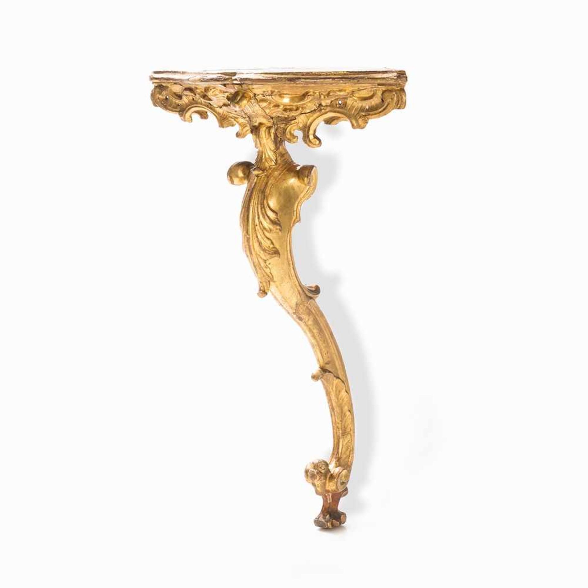 Louis XV, Corner Console, France, 2nd H. 18th C. Wood, carved and gilt France, 2nd half of the - Bild 4 aus 12