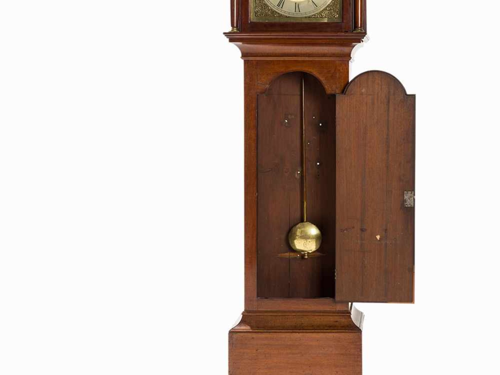 English Long Case Clock, Hour Strike & Small Second, 19th C. Mahogany veneer, brass, various metals, - Bild 10 aus 12