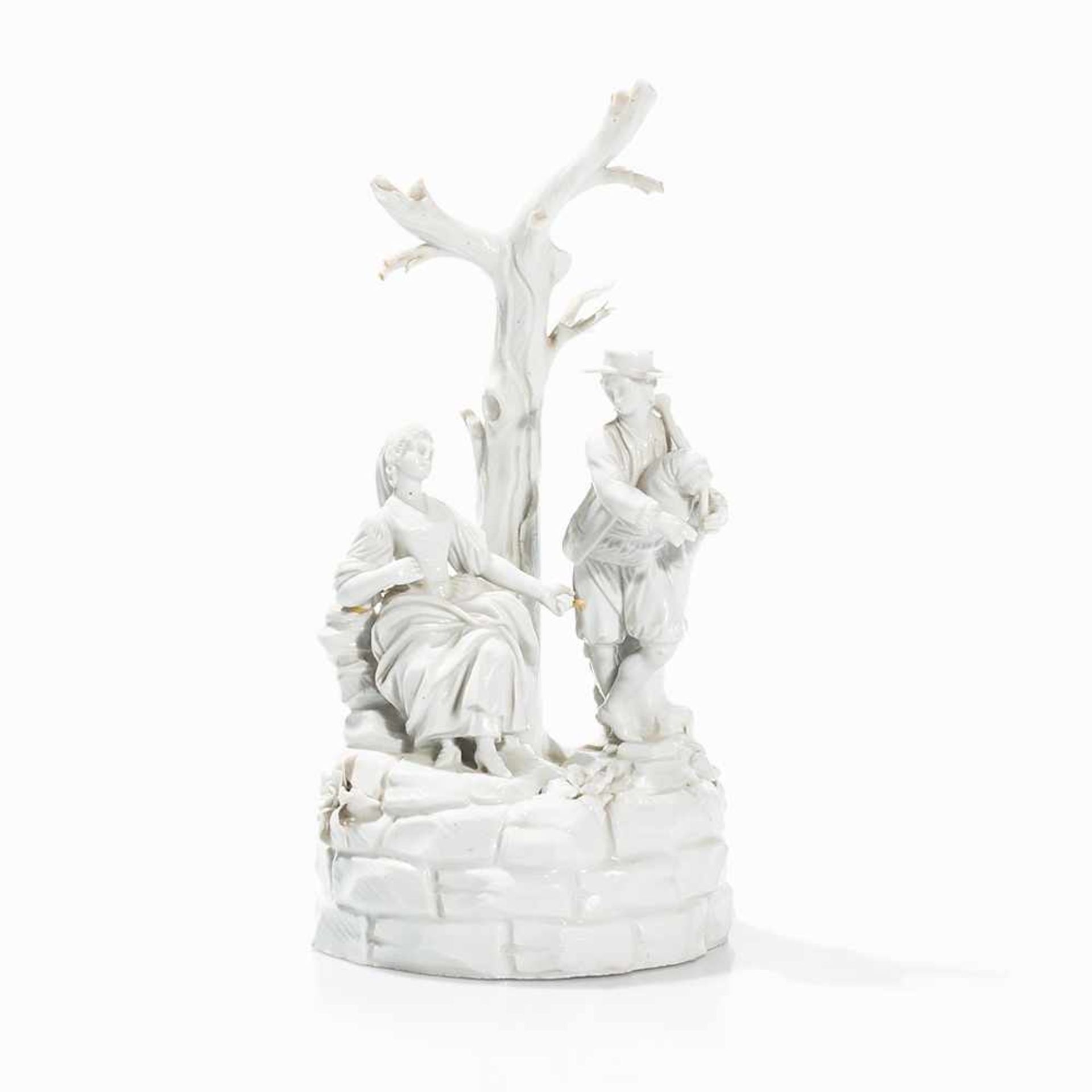 Figure Group Gallant Couple, Porcelain, Italy, 18th C. Porcelain, glazed white Italy, 2nd half - Bild 10 aus 10