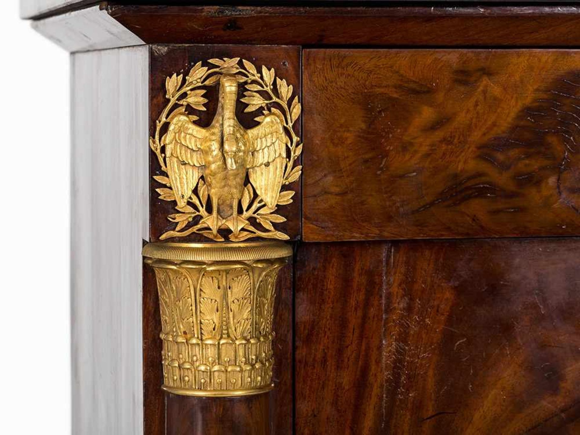 Empire Secretary, Mahogany Veneered, France, c. 1800 Mahogany veneered, gilded bronze, black marble, - Bild 8 aus 15