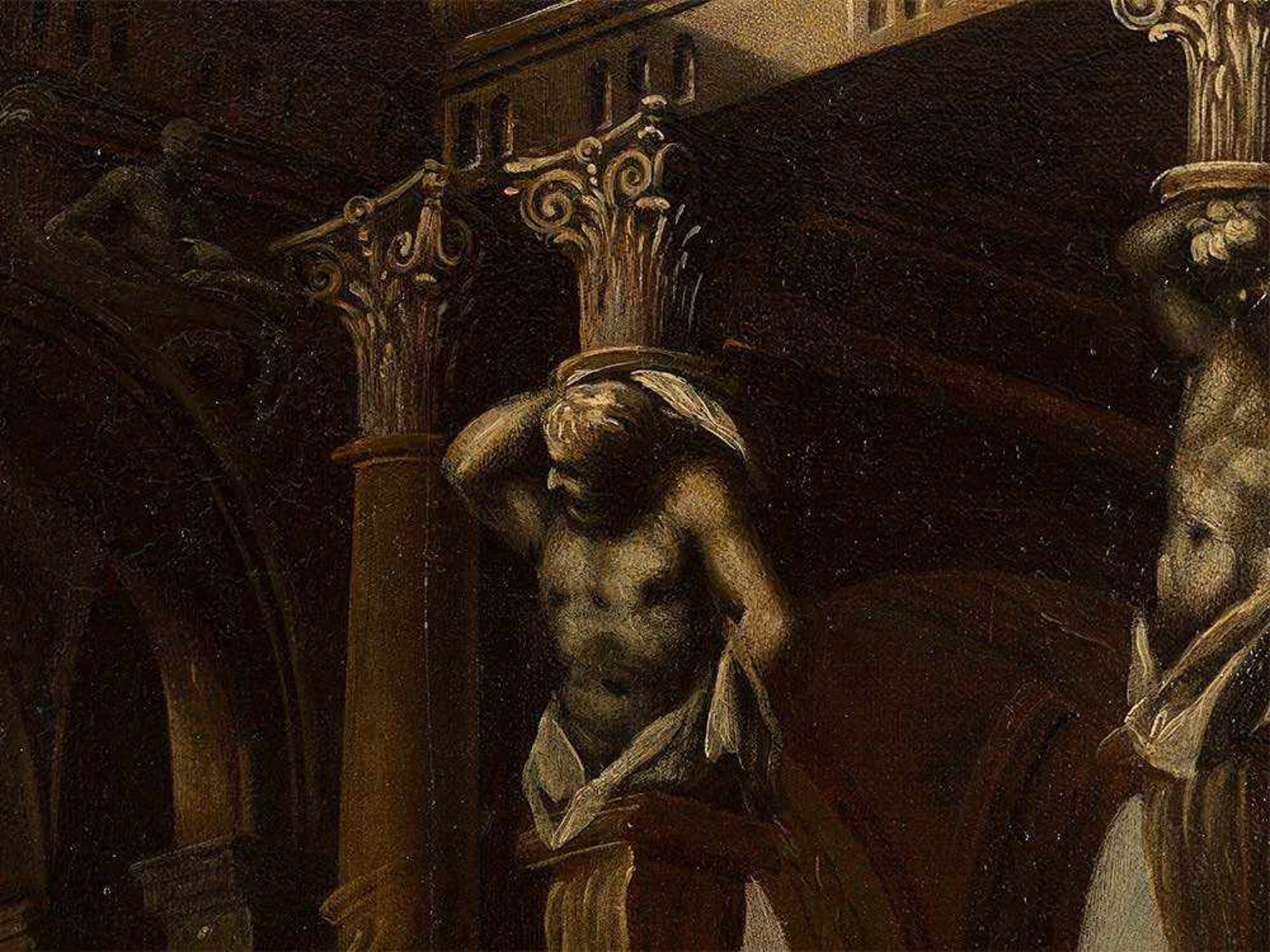 Italian School, Two Architectural Capricci, Oil, 17th C. Oil on canvas, relined Italy, 17th - Bild 7 aus 10