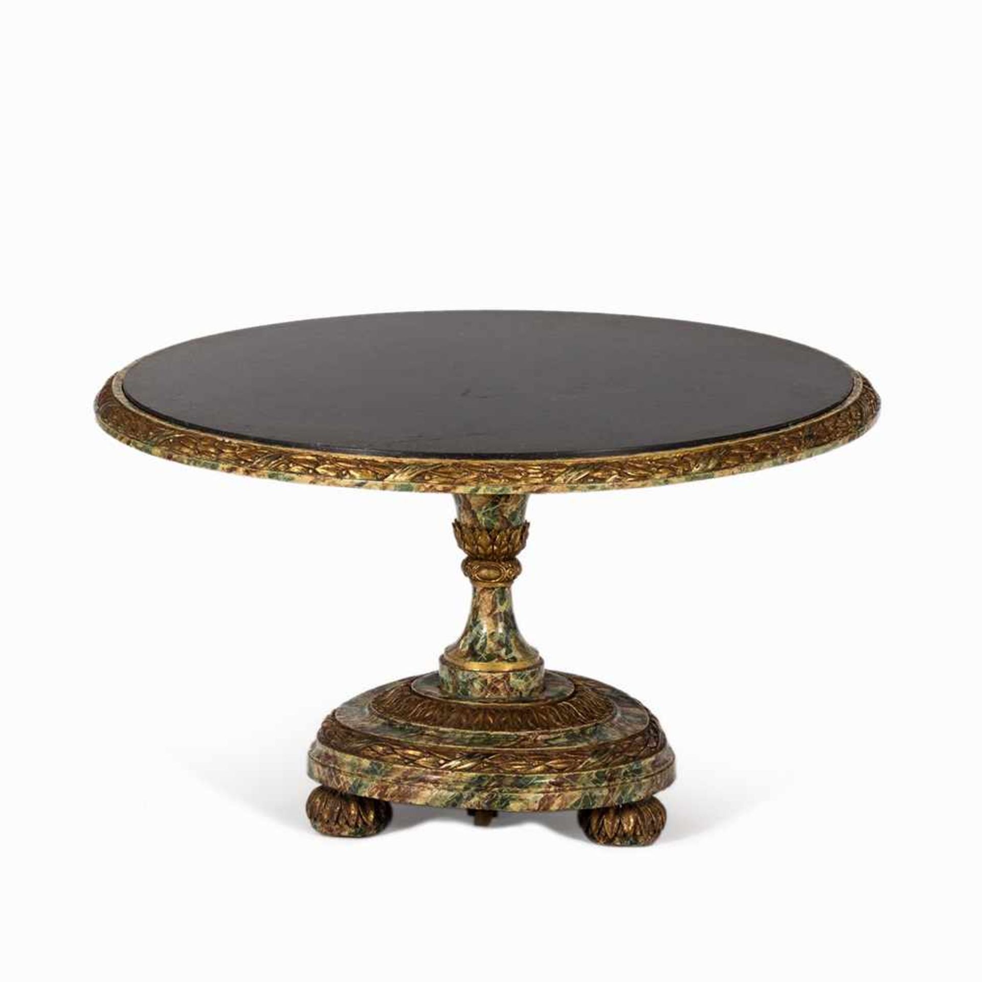 Circular Table, With Marble Finishing, Late 18th C. Softwood, polychrome painted and partly - Bild 7 aus 7