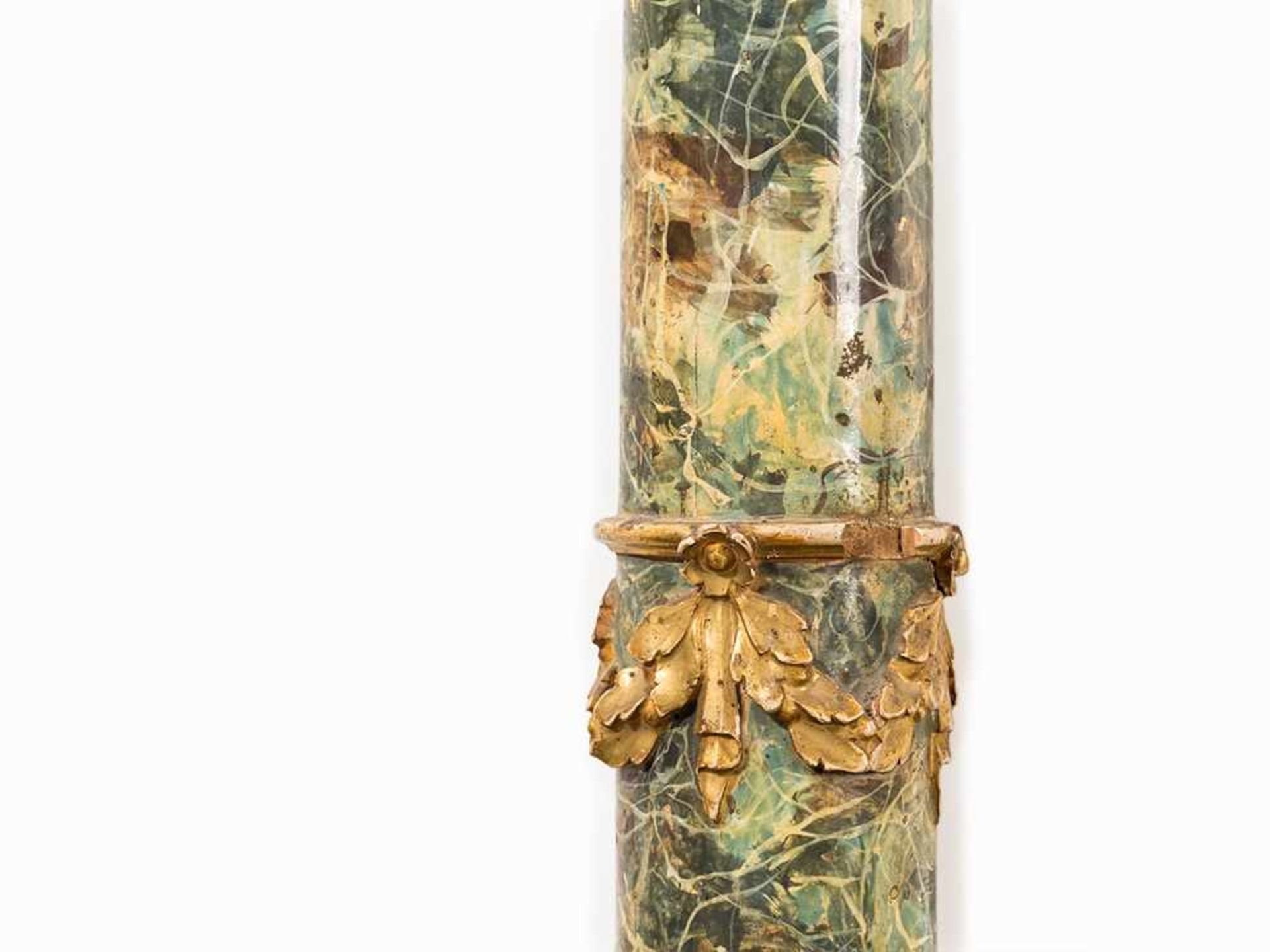 4 Corinthian Columns, Sicily, Late 18th C. Wood, carved and gold-plated, lacquered Sicily, late 18th - Bild 5 aus 10