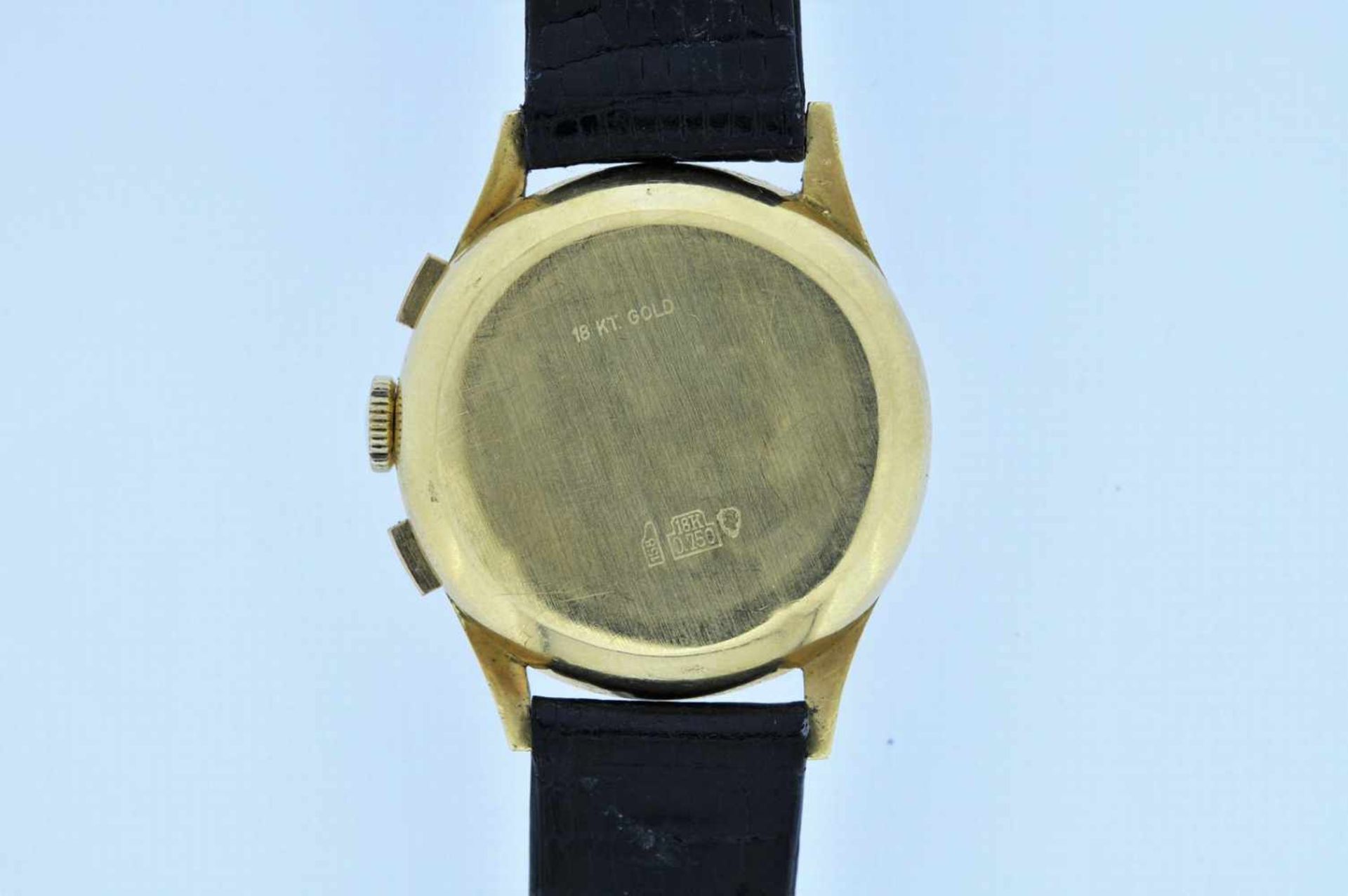 Gigandet Goldene 18karätige Armbanduhr an Lederband, Gigandet Wakmann, Chronograph, Stoppfunktion, - Image 4 of 5