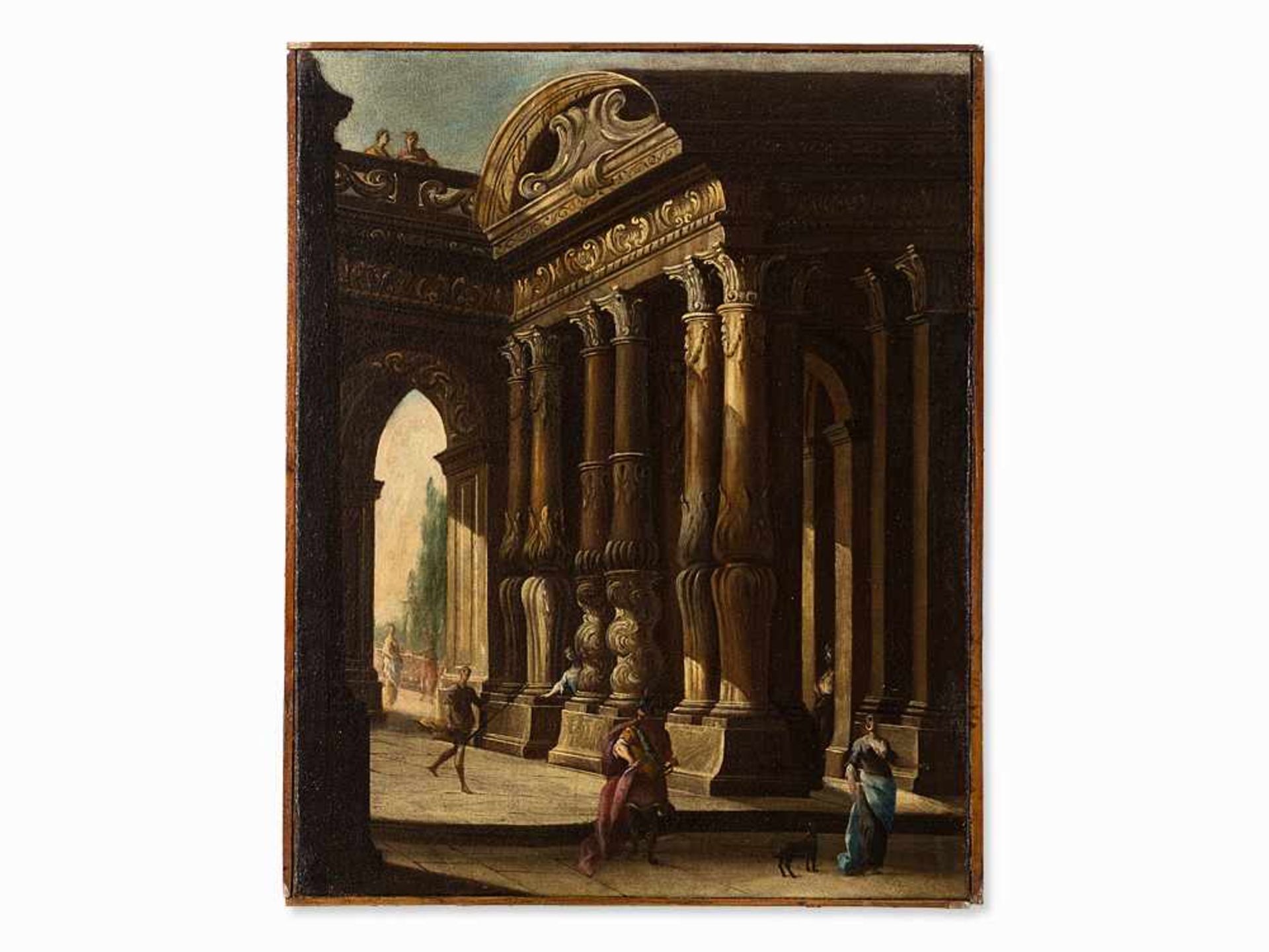 Italienische Schule, Architekturcapriccio, Öl, 17. Jahrhundert Öl auf Leinwand, doubliert. italien, - Bild 2 aus 7