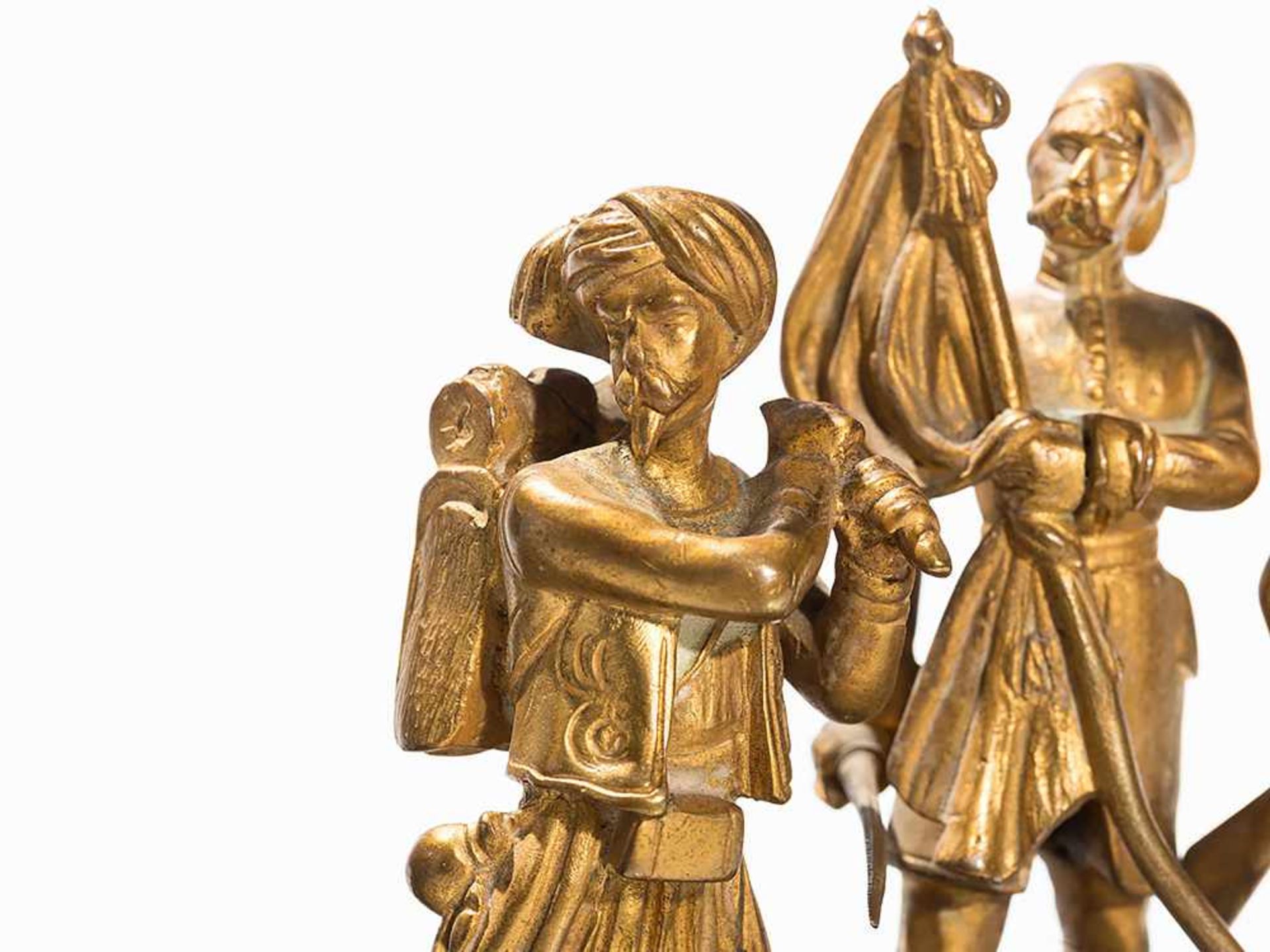 Militärische Figurengruppe aus Bronze, Griechenland, 19. Jh. Bronze, teils vergoldet und dunkel - Bild 3 aus 7