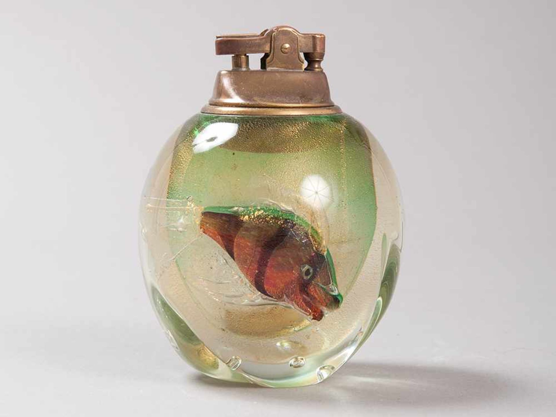 Murano Table Lighter, Italy, c. 1950 Italy, c. 1950. Murano glass in aquarium style Opaque,